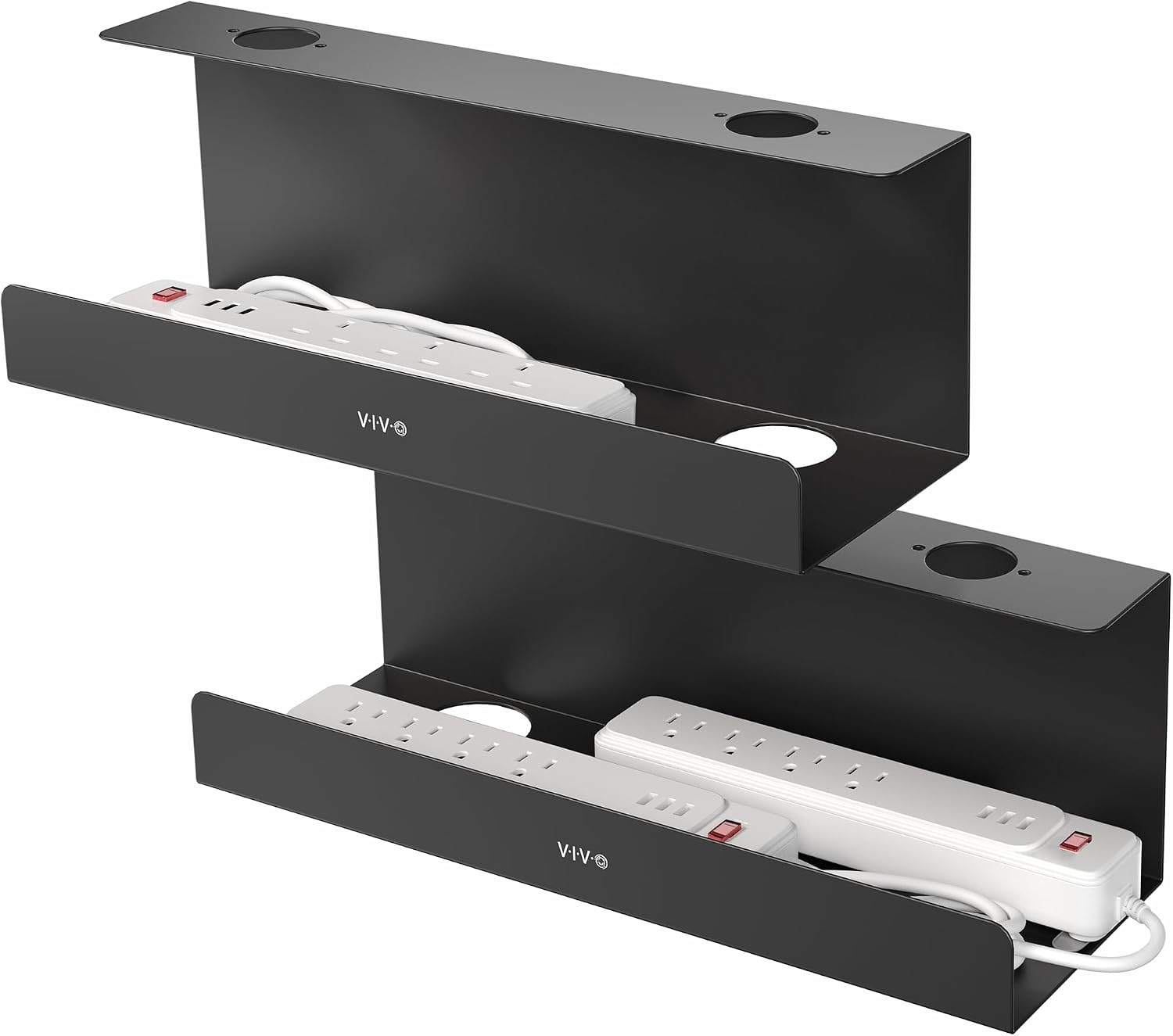 New VIVO 2 Pack Black 17 inch Extra Deep Cable Management Trays