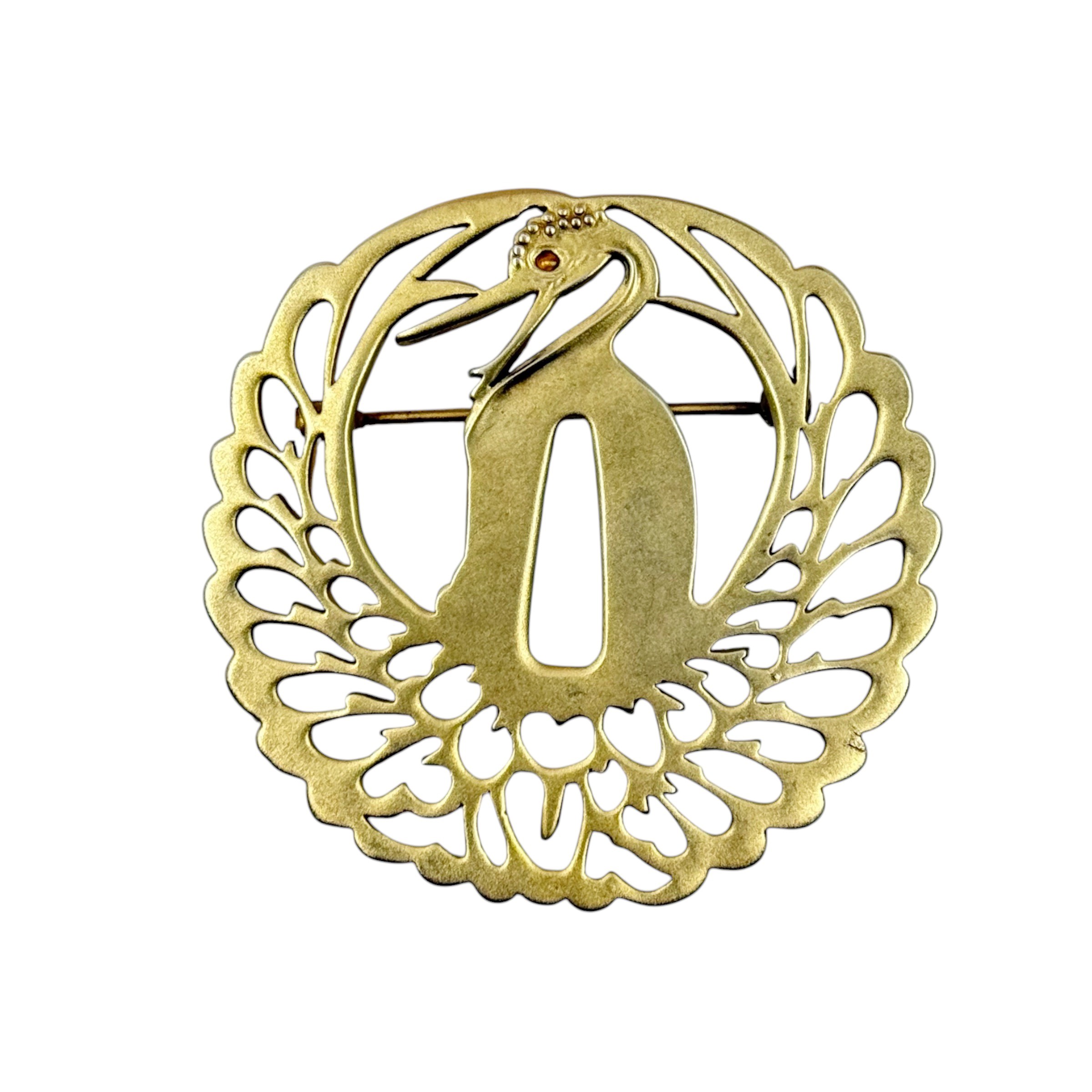 MMA Metropolitan Museum of Art CN Gold tone Crane bird brooch - photo 2
