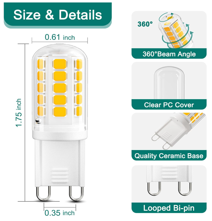 BRAND NEW  G9 LED 4W 40W Equivalent) – 3000K Warm White 10-Pack - photo 5
