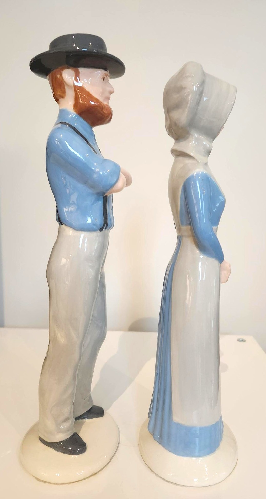 Vintage Byron Molds Amish Couple, Man & Woman Ceramic Figurines - photo 2