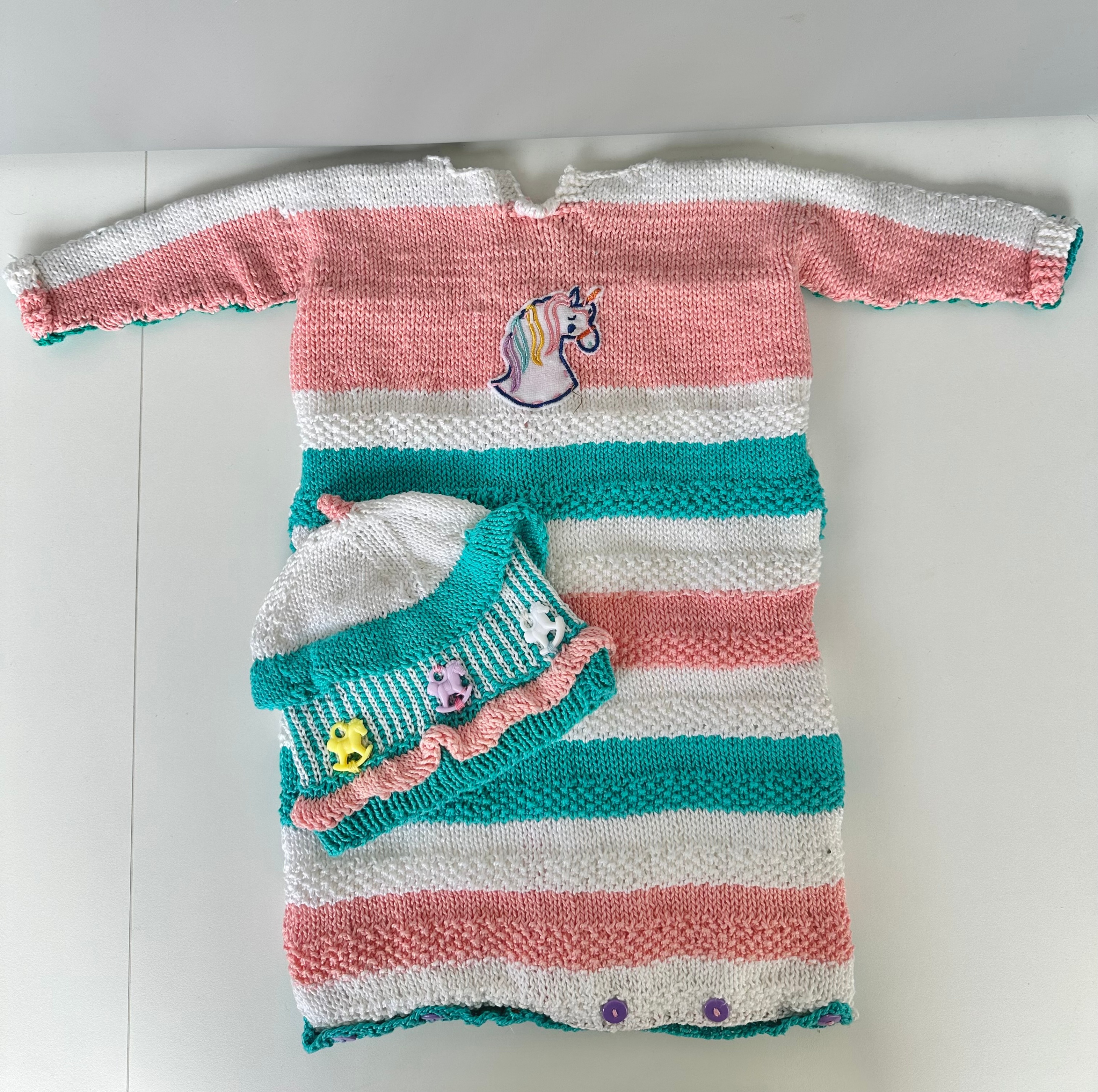 Hand Knit Baby Sleep Sack and Hat