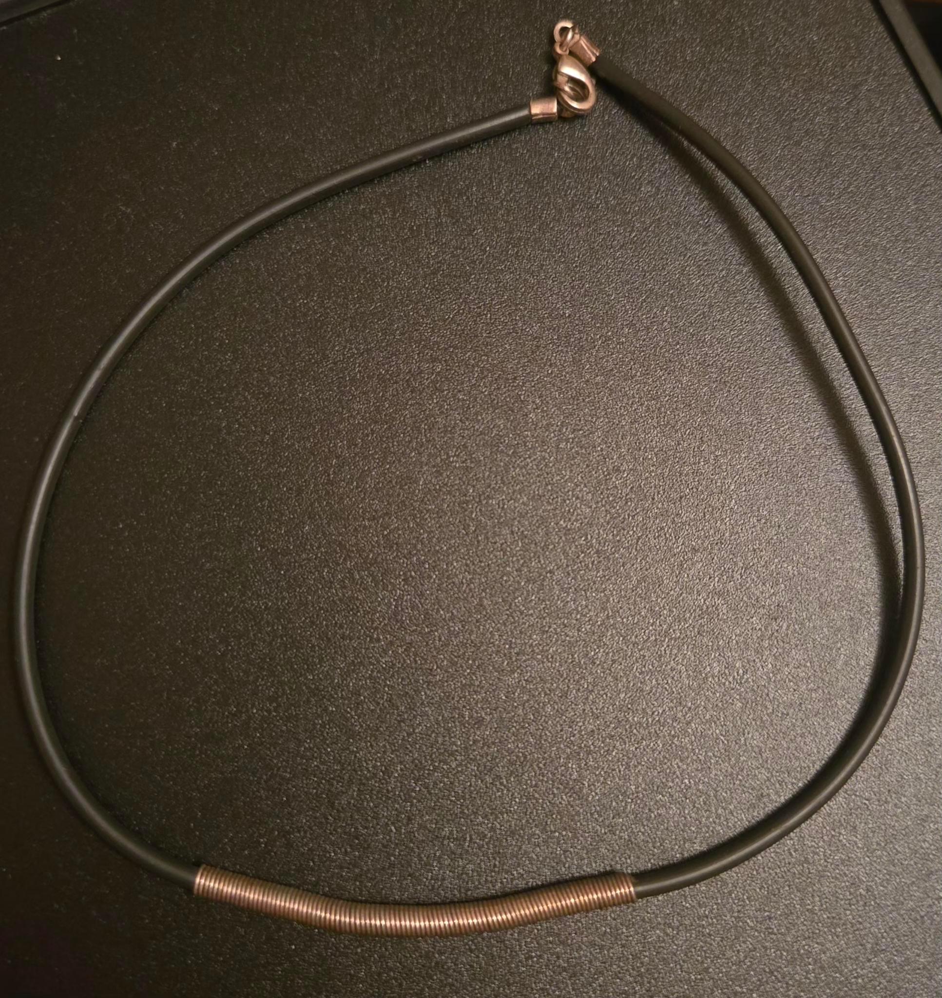 Black Choker Necklace with Copper Coil Accent
