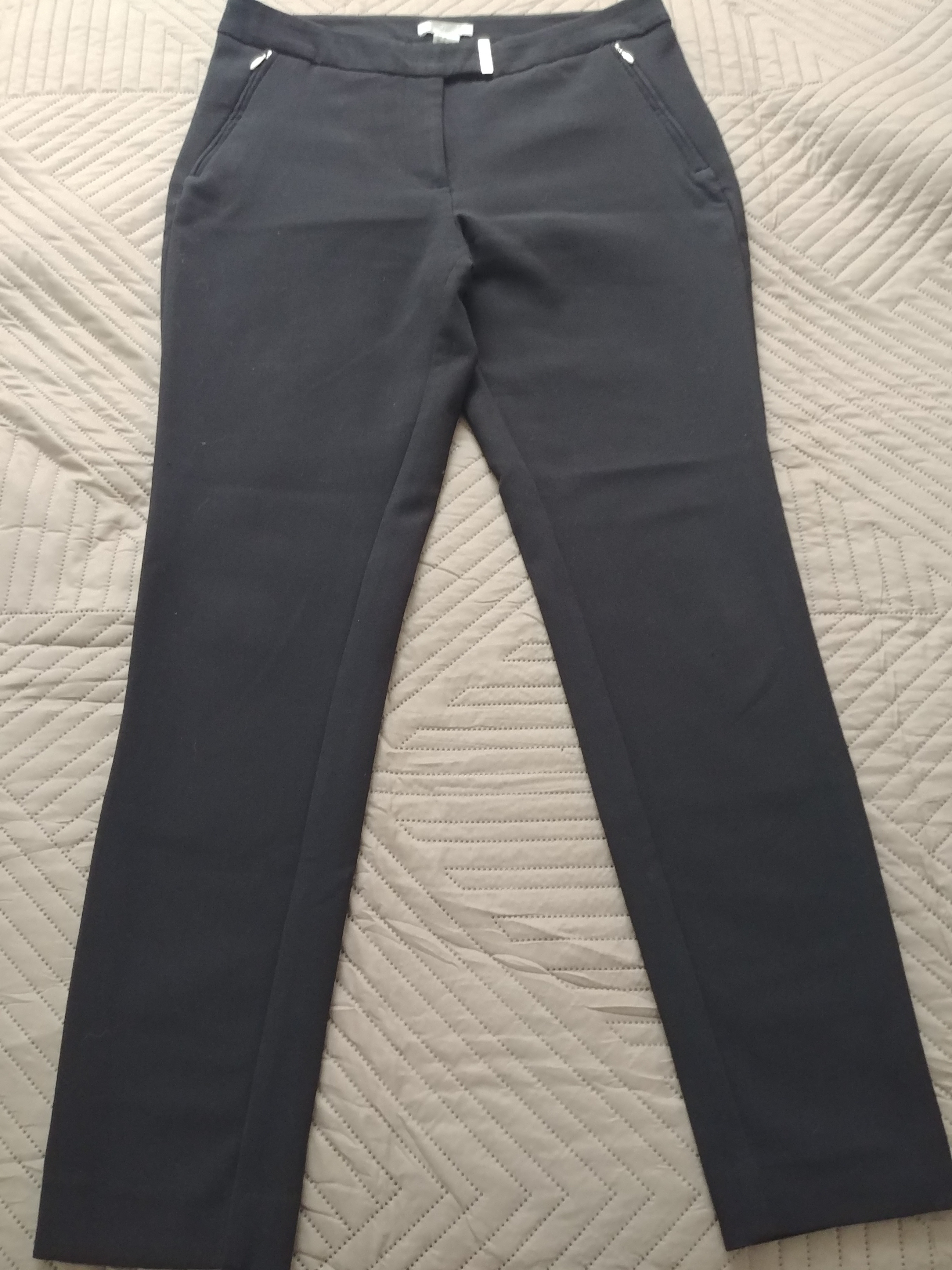 H&M Black Dress Pants with Gold Detail, Size 6
