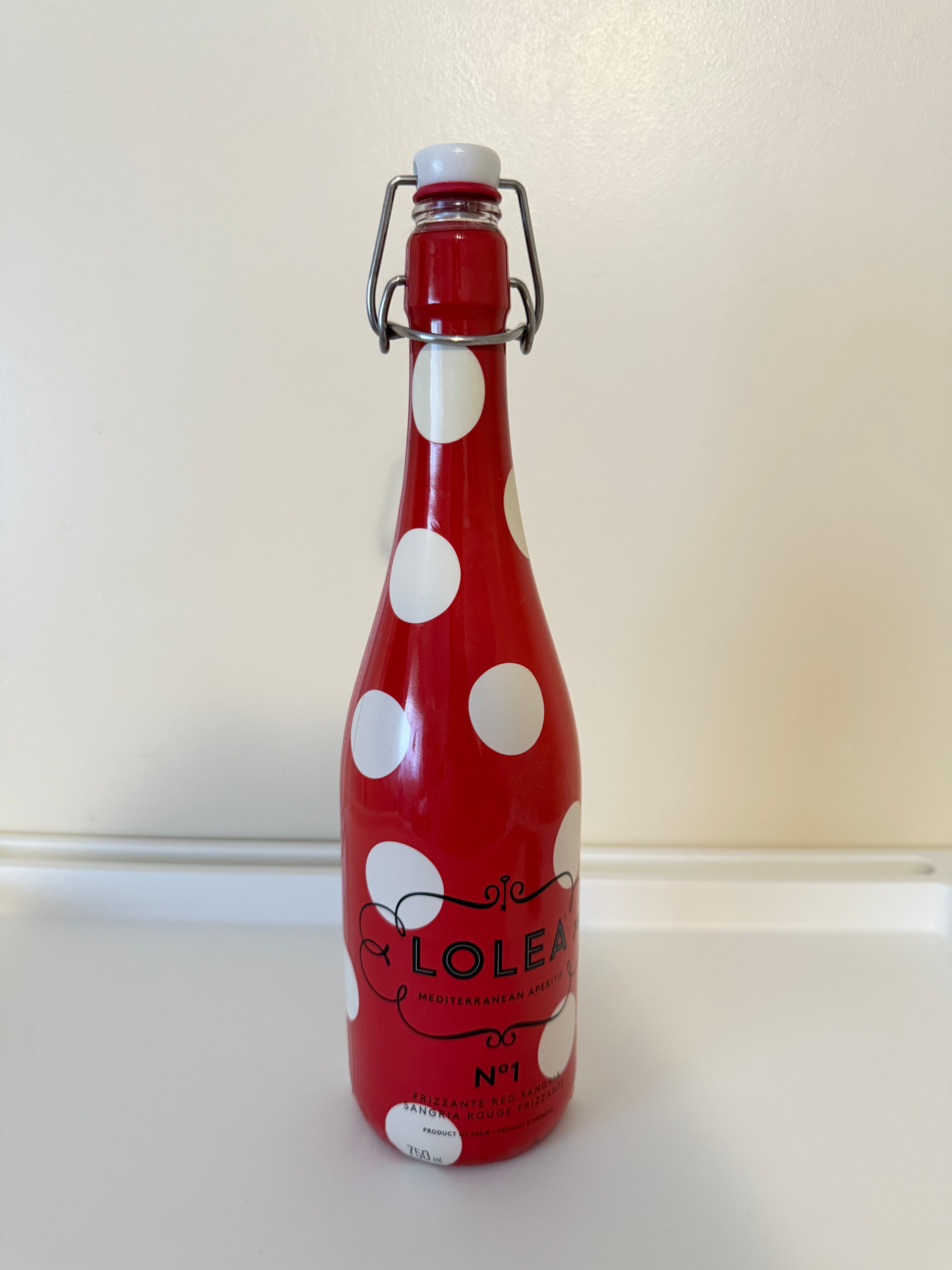 Red Polka Dot Glass Bottle