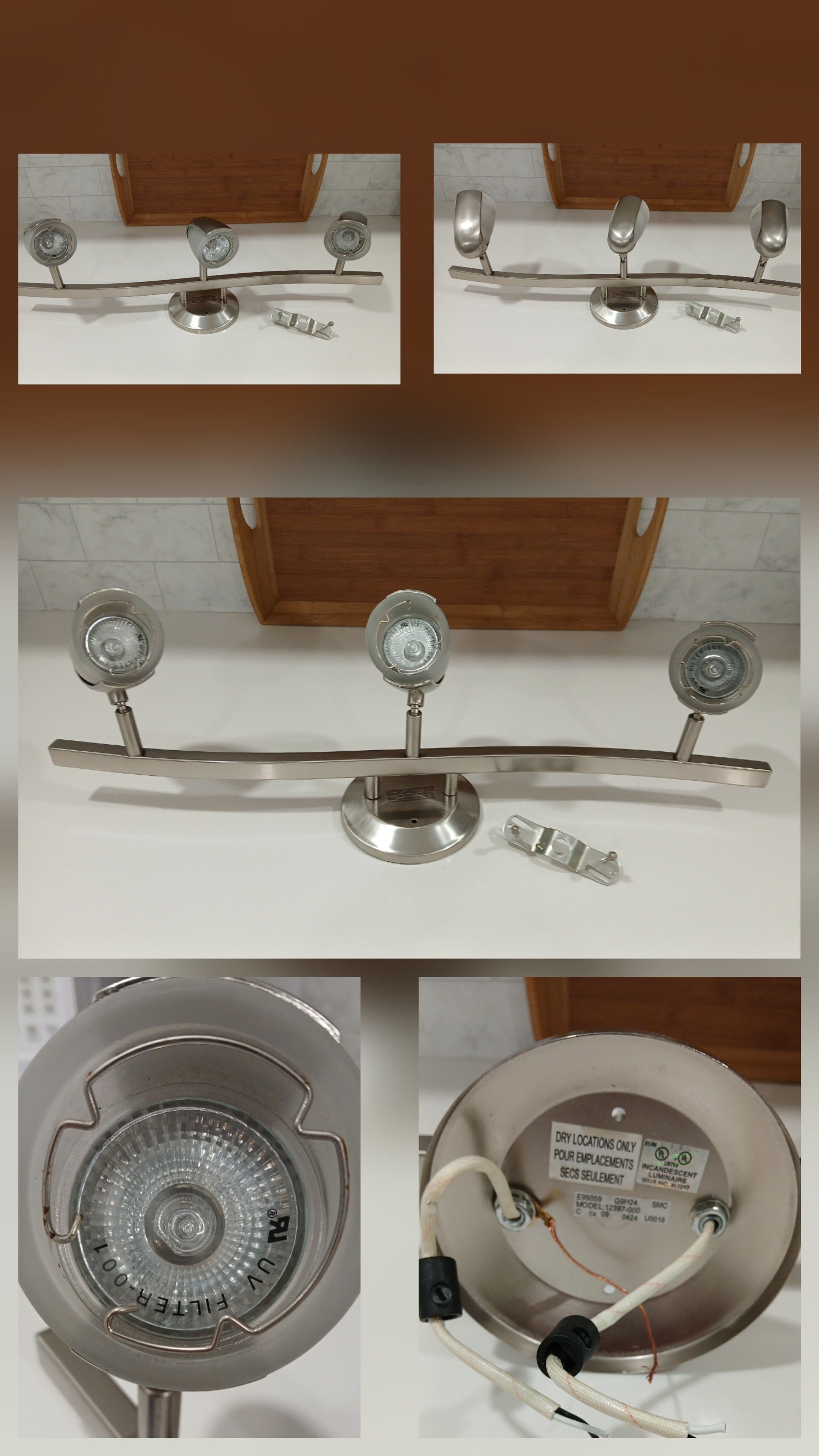 3-Light Track Lighting Fixture With Bulbs ,24 in.