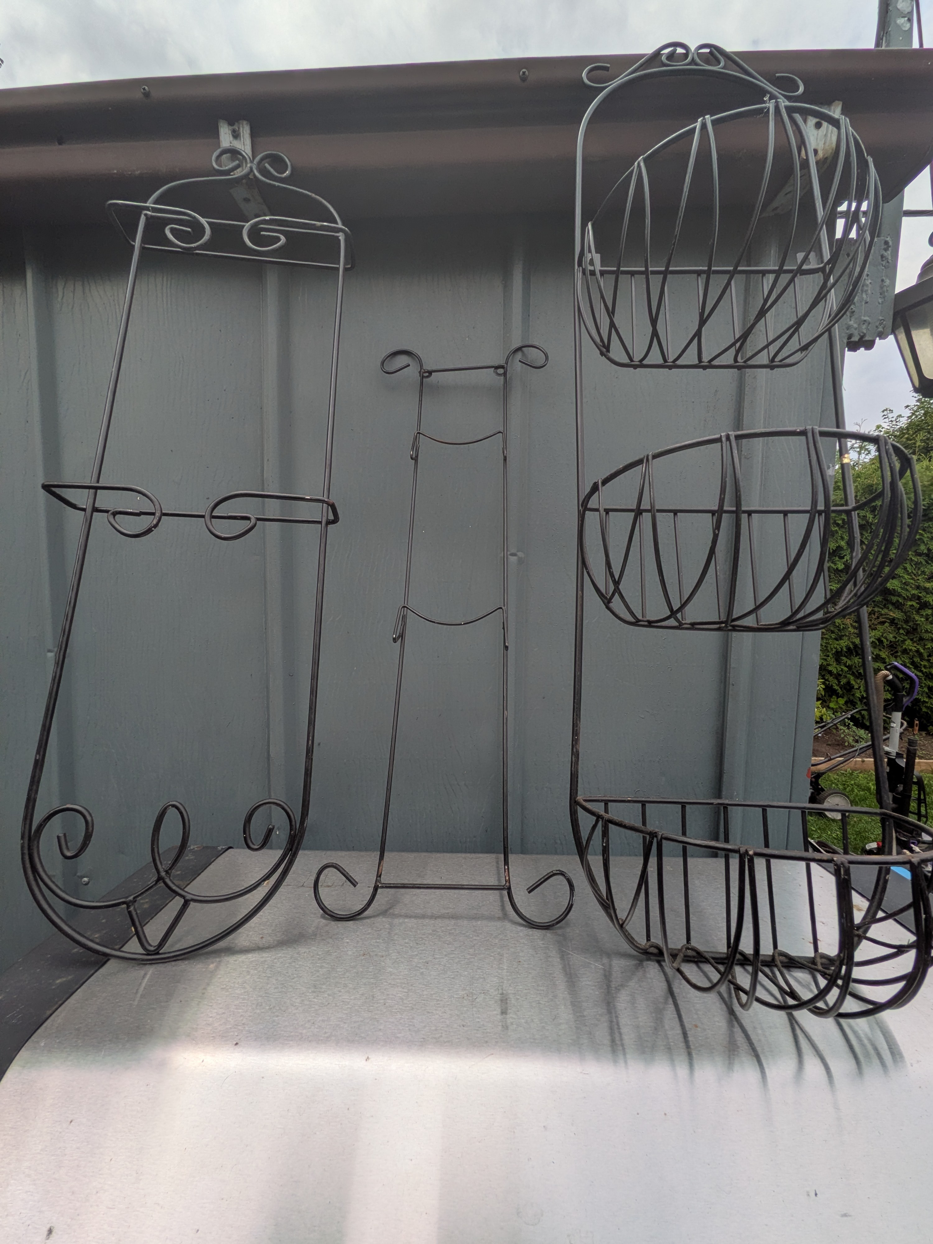 Set of 3 Black Metal Wall Shelves/Racks