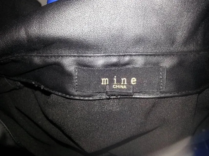 MINE Black Button-Up Shirt with Faux Leather Pockets - photo 4