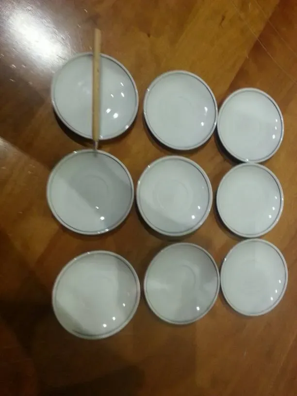 Set Of Silver-Rimmed Porcelana (Brazilian Porcelain) Small Pl...
