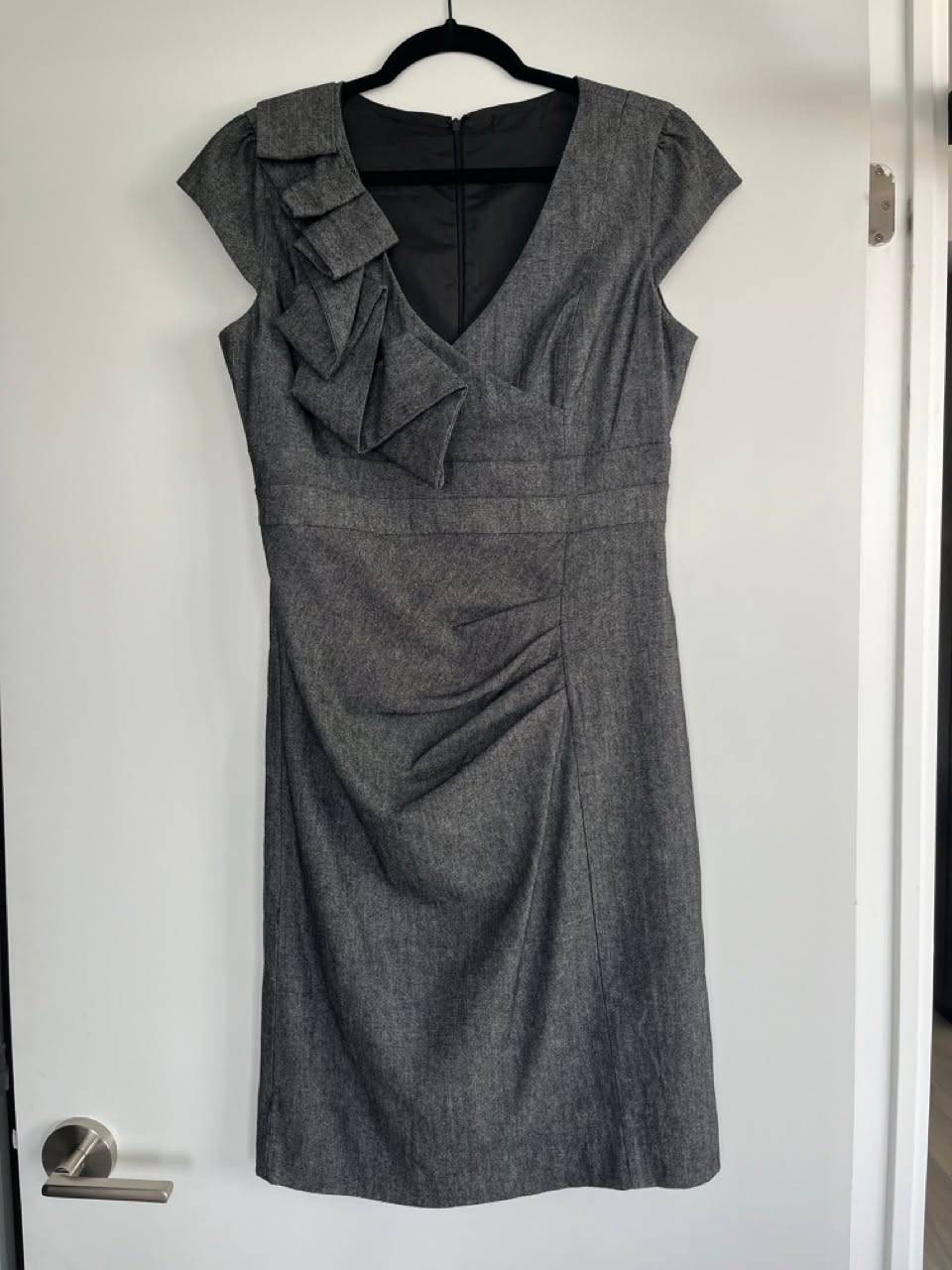 Charcoal grey deep-v dress, M