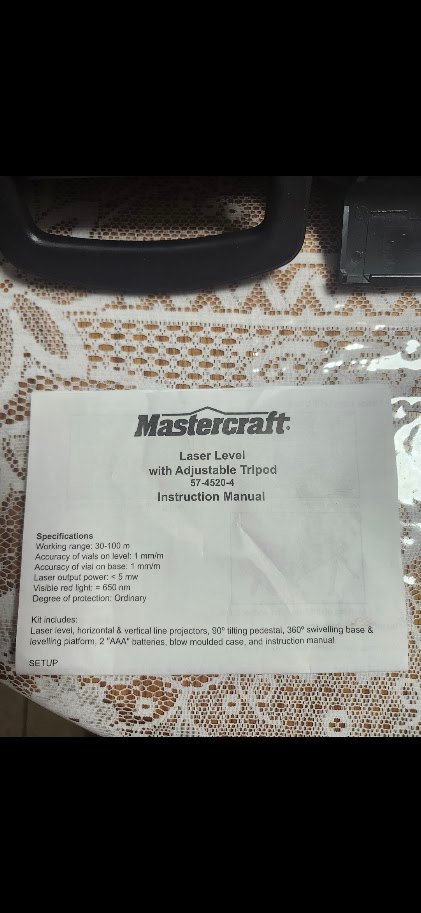 NEW Mastercraft Laser Level with Adjustable Tripod - photo 3