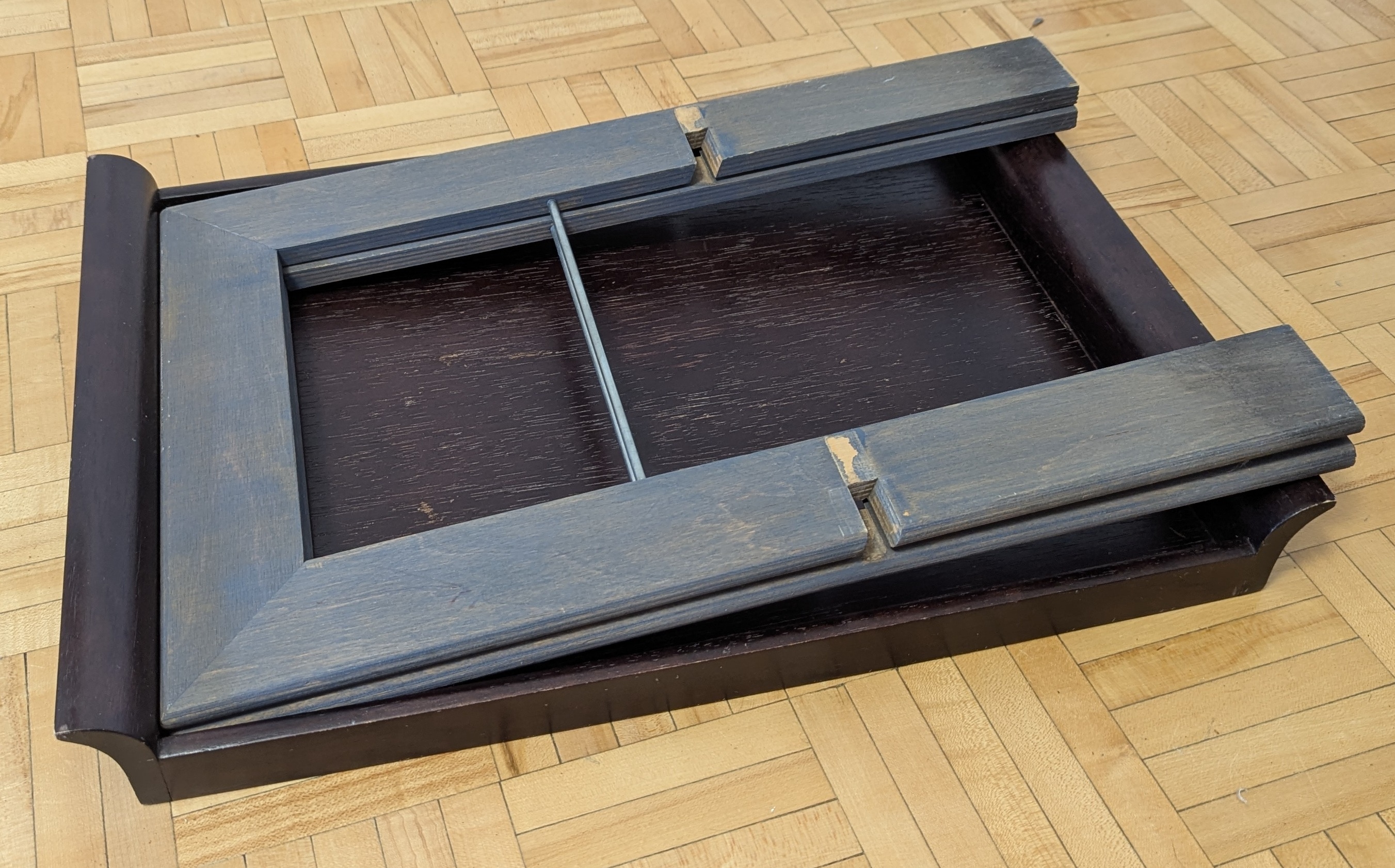 Vintage Bamboo Wood Tray Table With Stand Portable Folding TV - photo 4