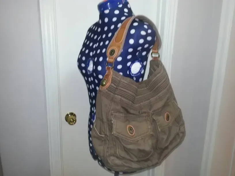 Big Gap Cotton & Leather Bag/Purse