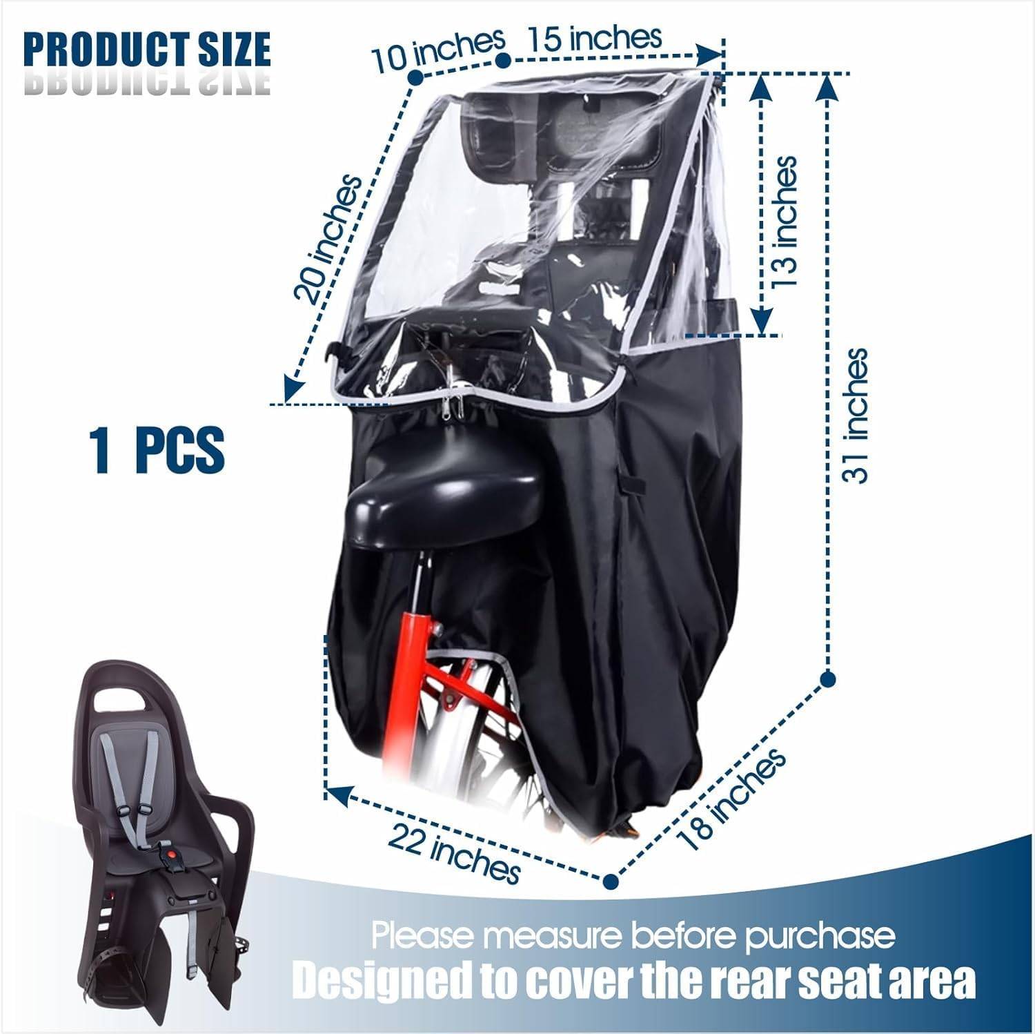 Rear Child Bike Seat Rain Cover - photo 2