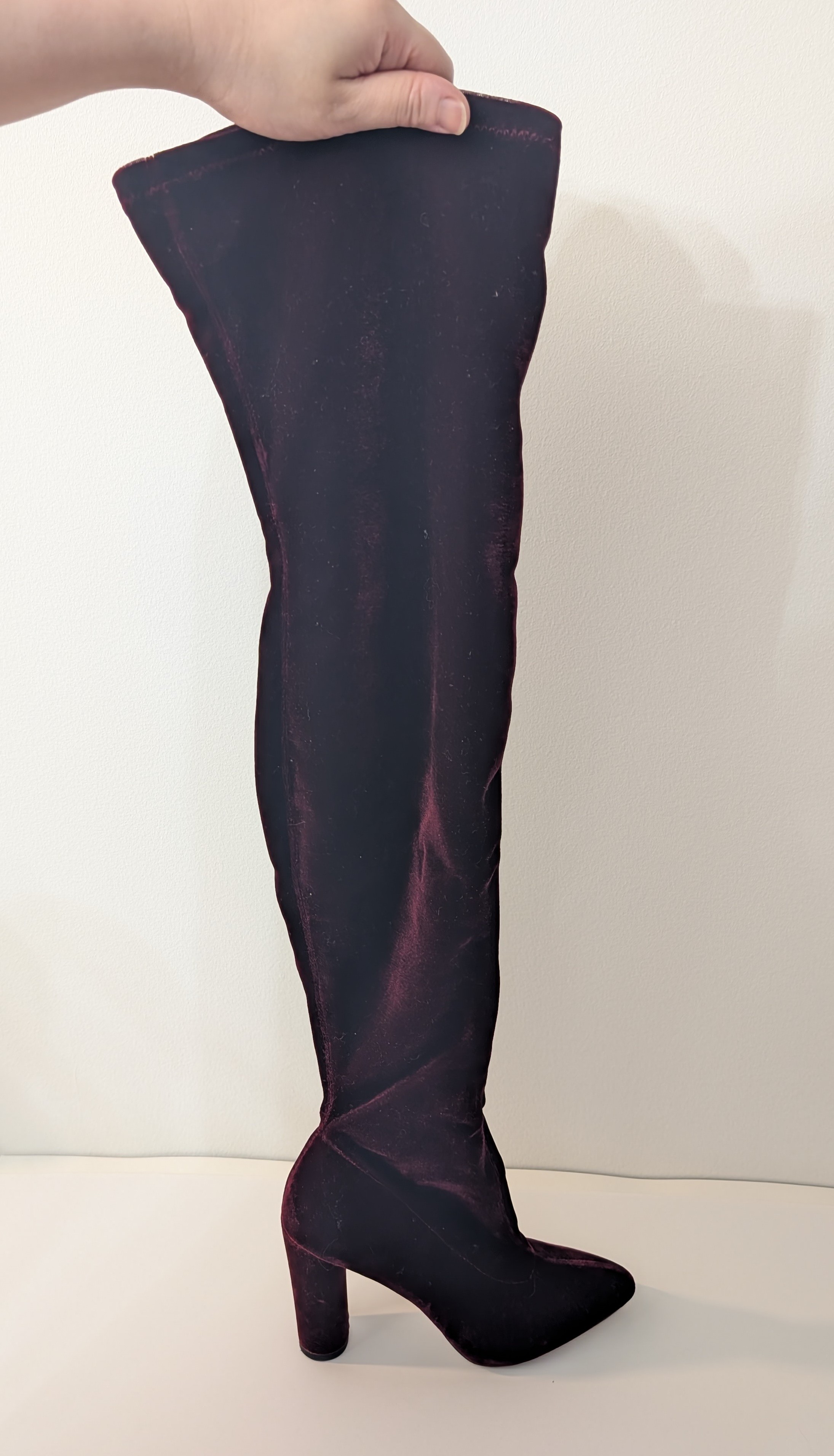 Aldo Boots Shoes - Dark Red Velvet - Over The Knee Thigh High - photo 2