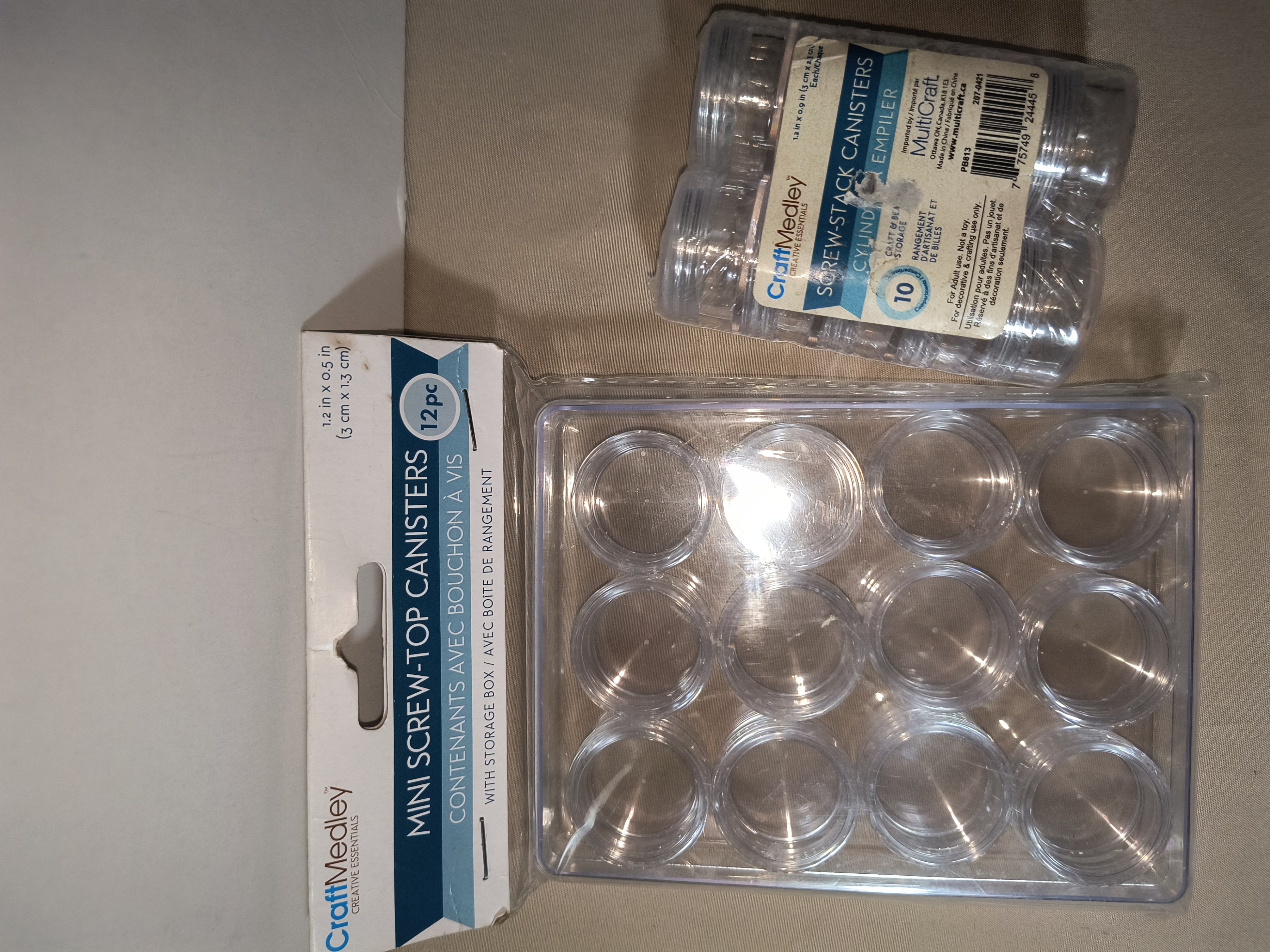 Clear Plastic Mini Screw Top Canisters & Screw Stacks 4 Storage