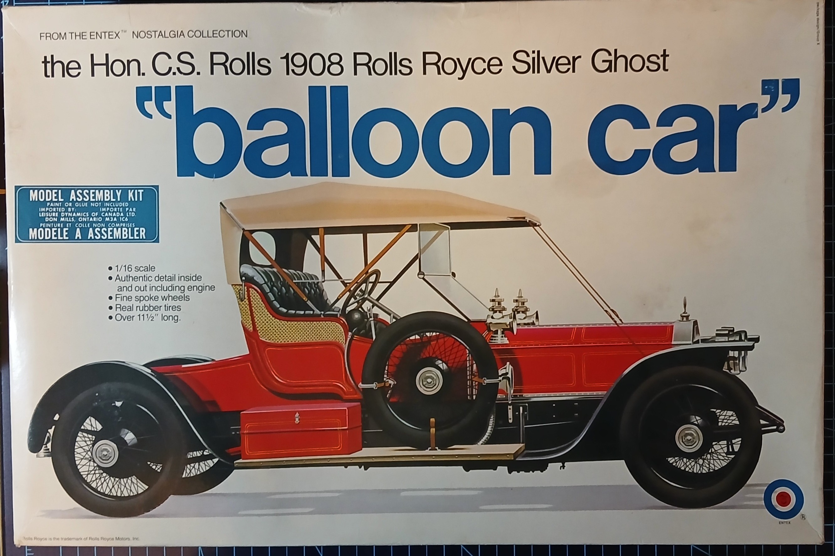 Entex 1908 Rolls Royce Silver Ghost Balloon Car 1/16 Plastic kit
