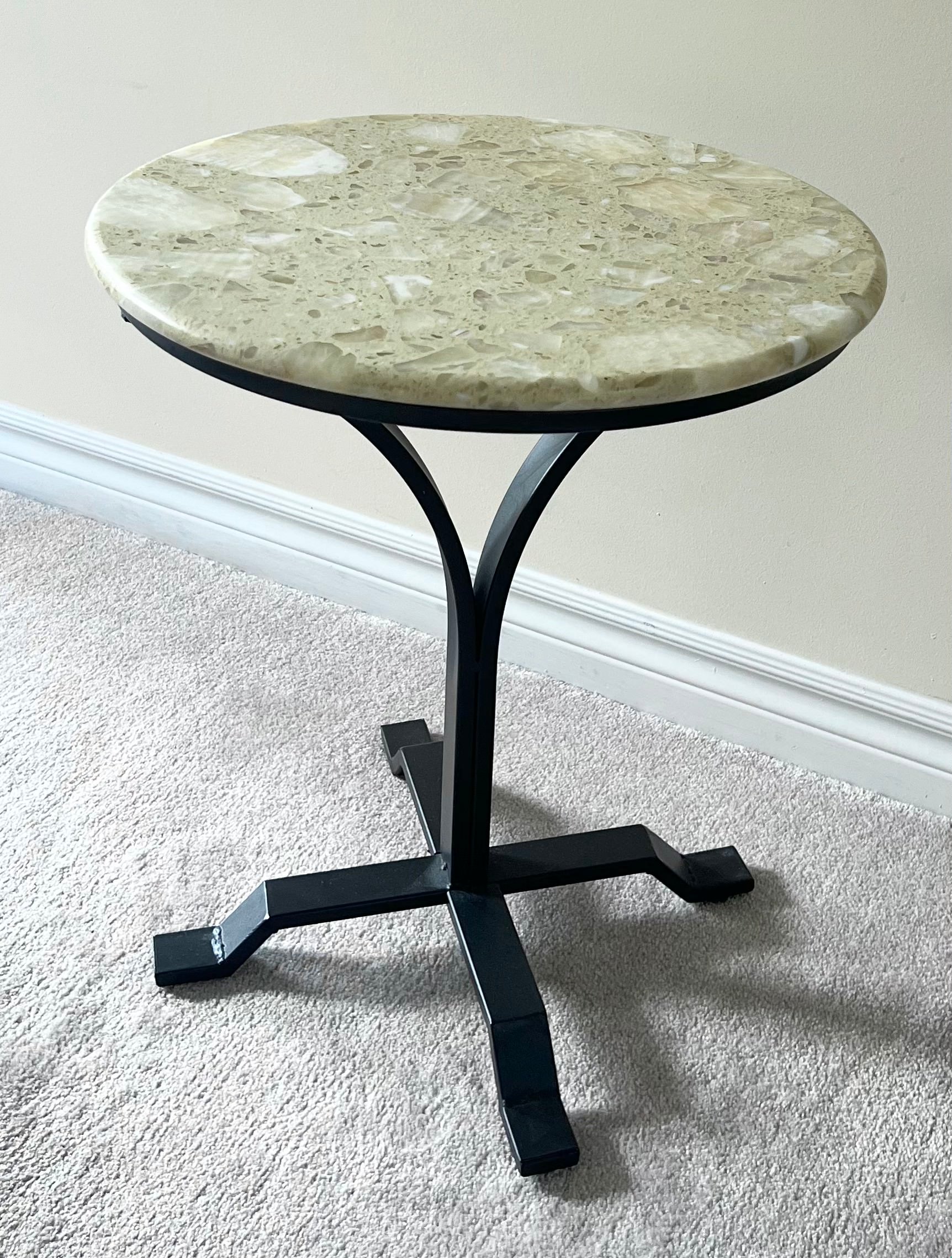 MINT STONE TOP METAL SIDE TABLE