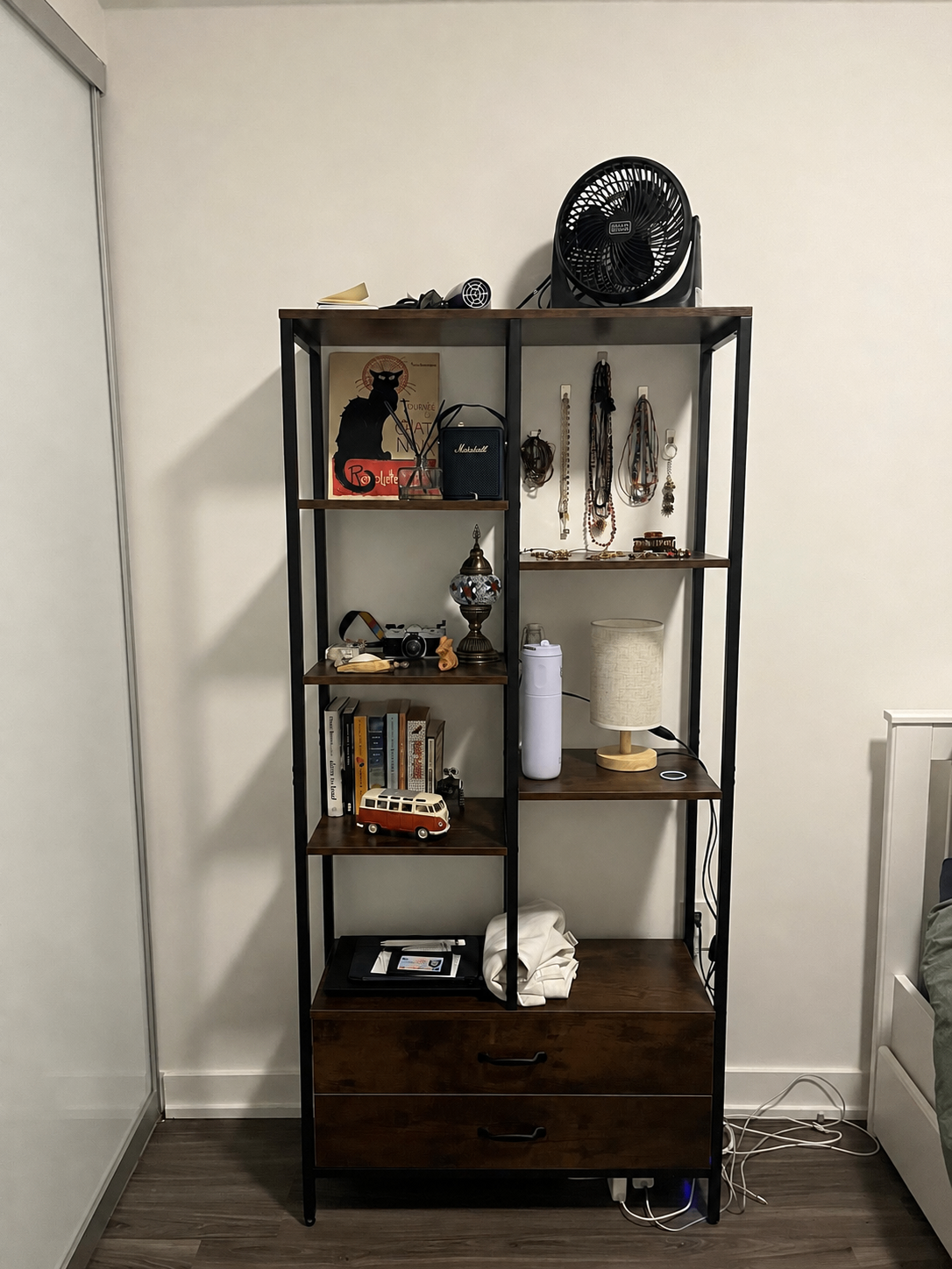 Shelf with 2 Drawers – Dark Brown & Black