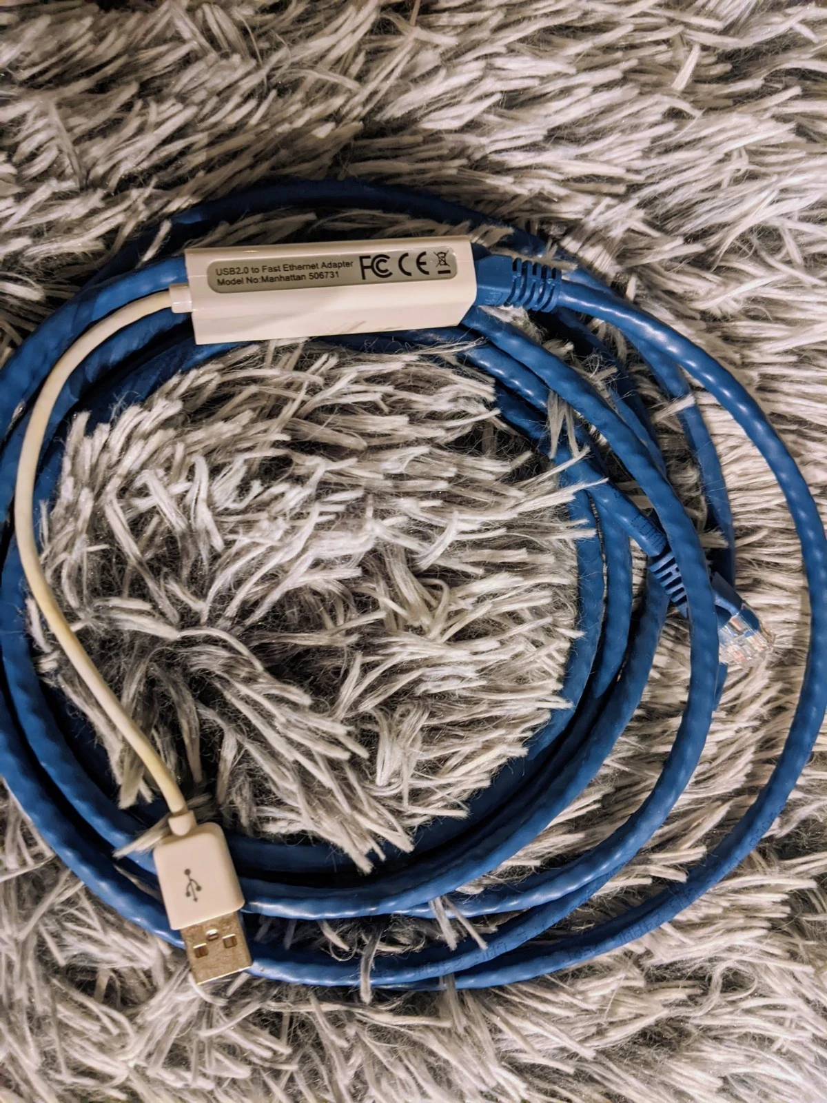 Ethernet cable + Manhattan USB 2.0 to Fast Ethernet adapter