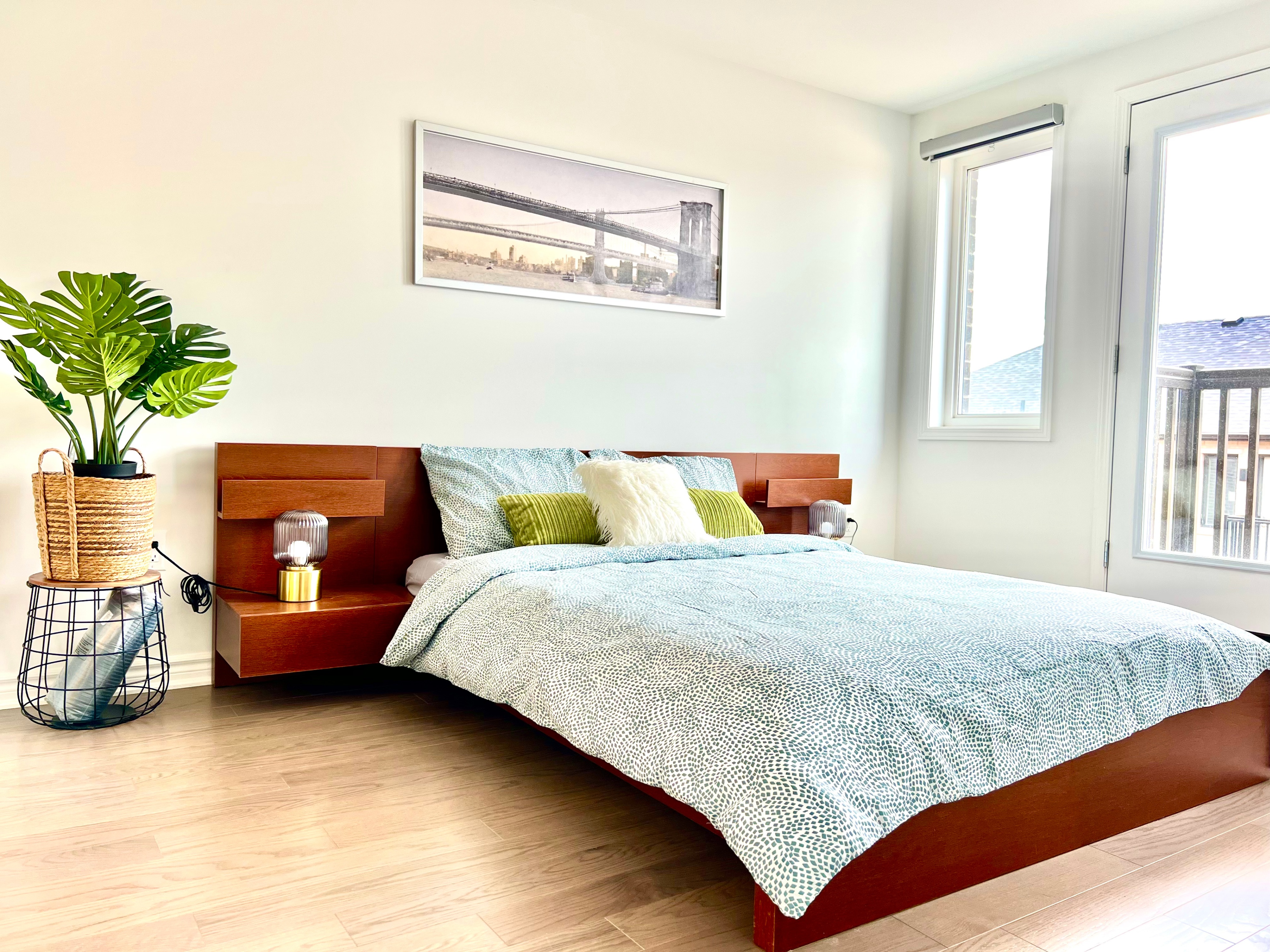 IKEA MALM Queen Bed Frame with 2 Floating Nightstands
