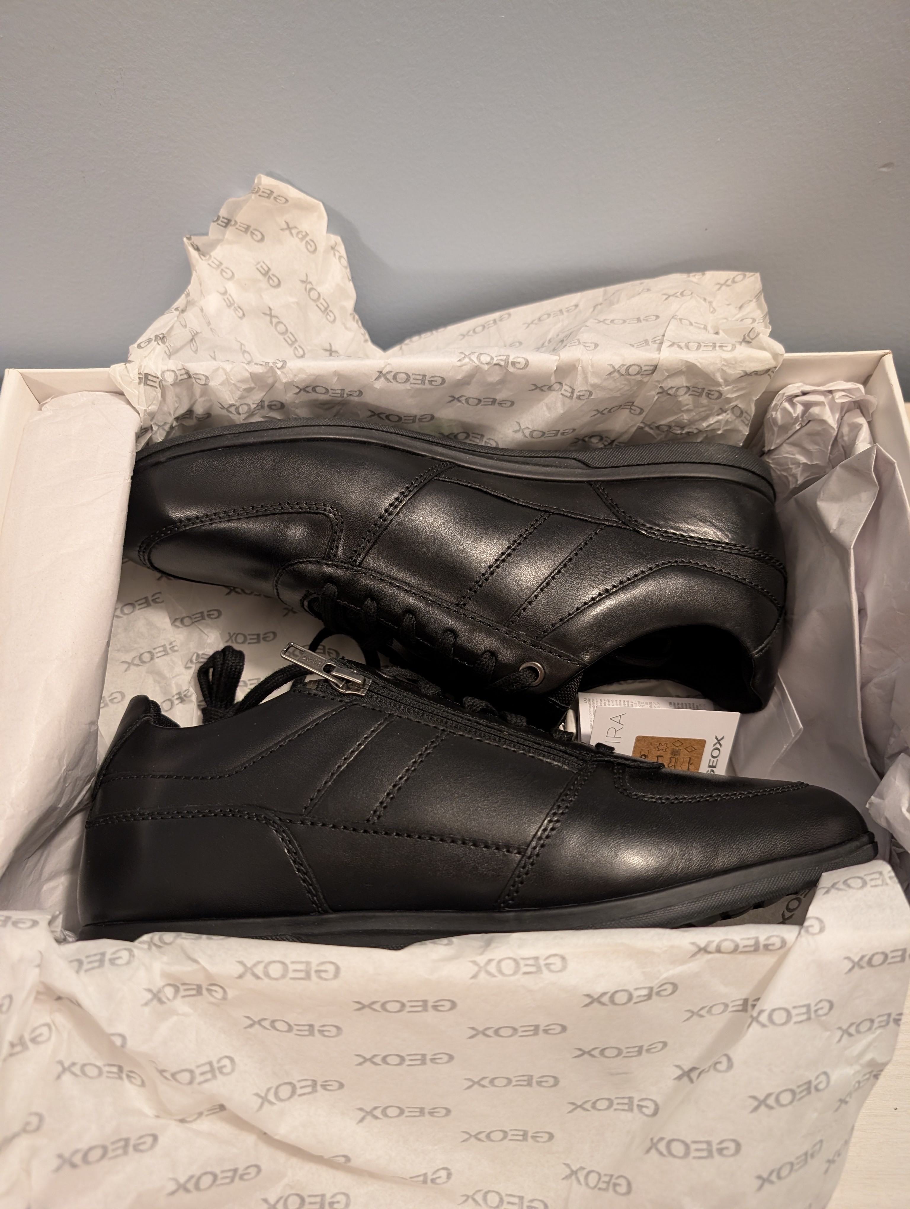 GEOX Renan B Men's Leather Sneakers - Black - US 8 - photo 4