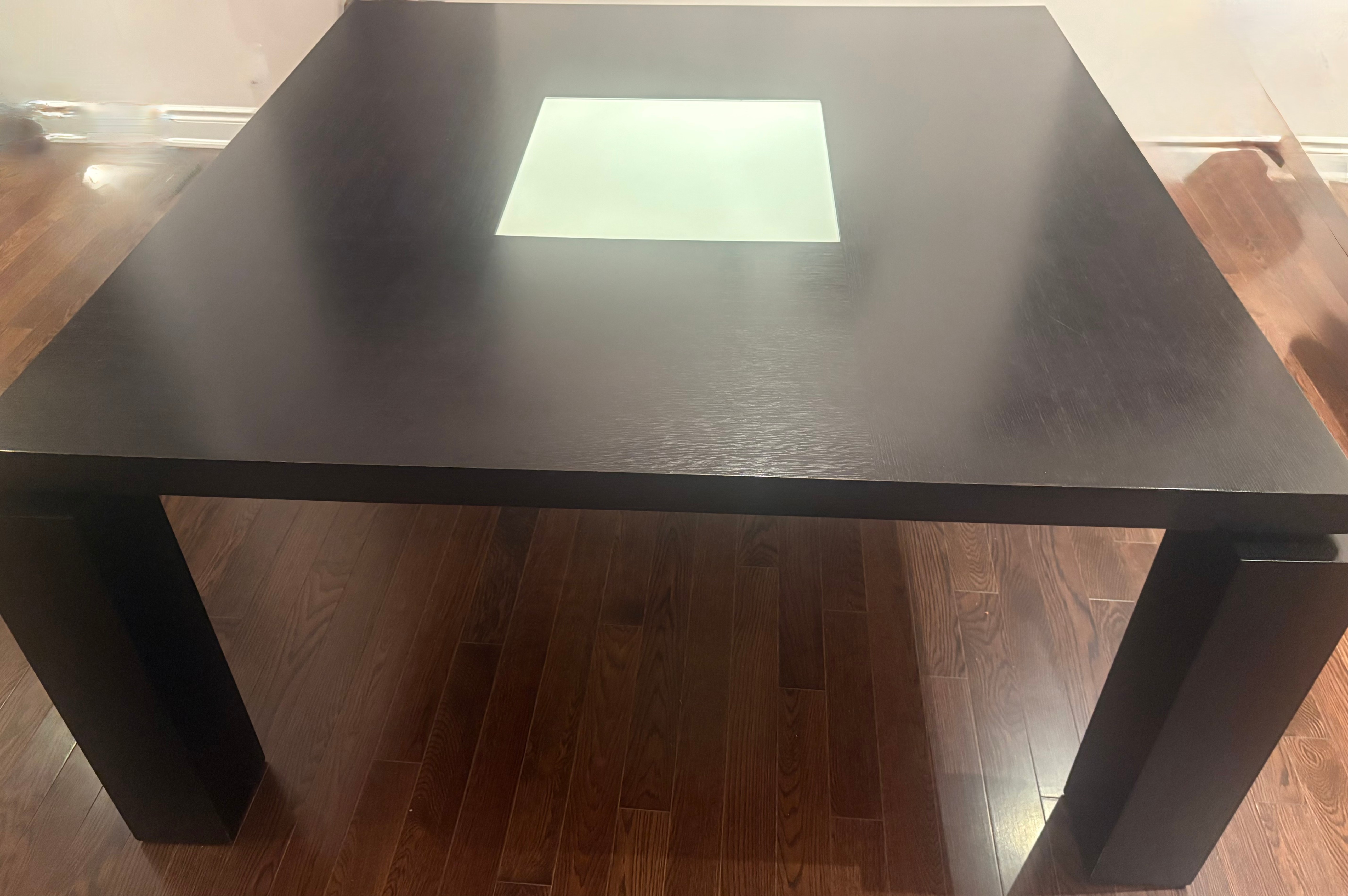 Square Dining Table with Frosted Glass Insert
