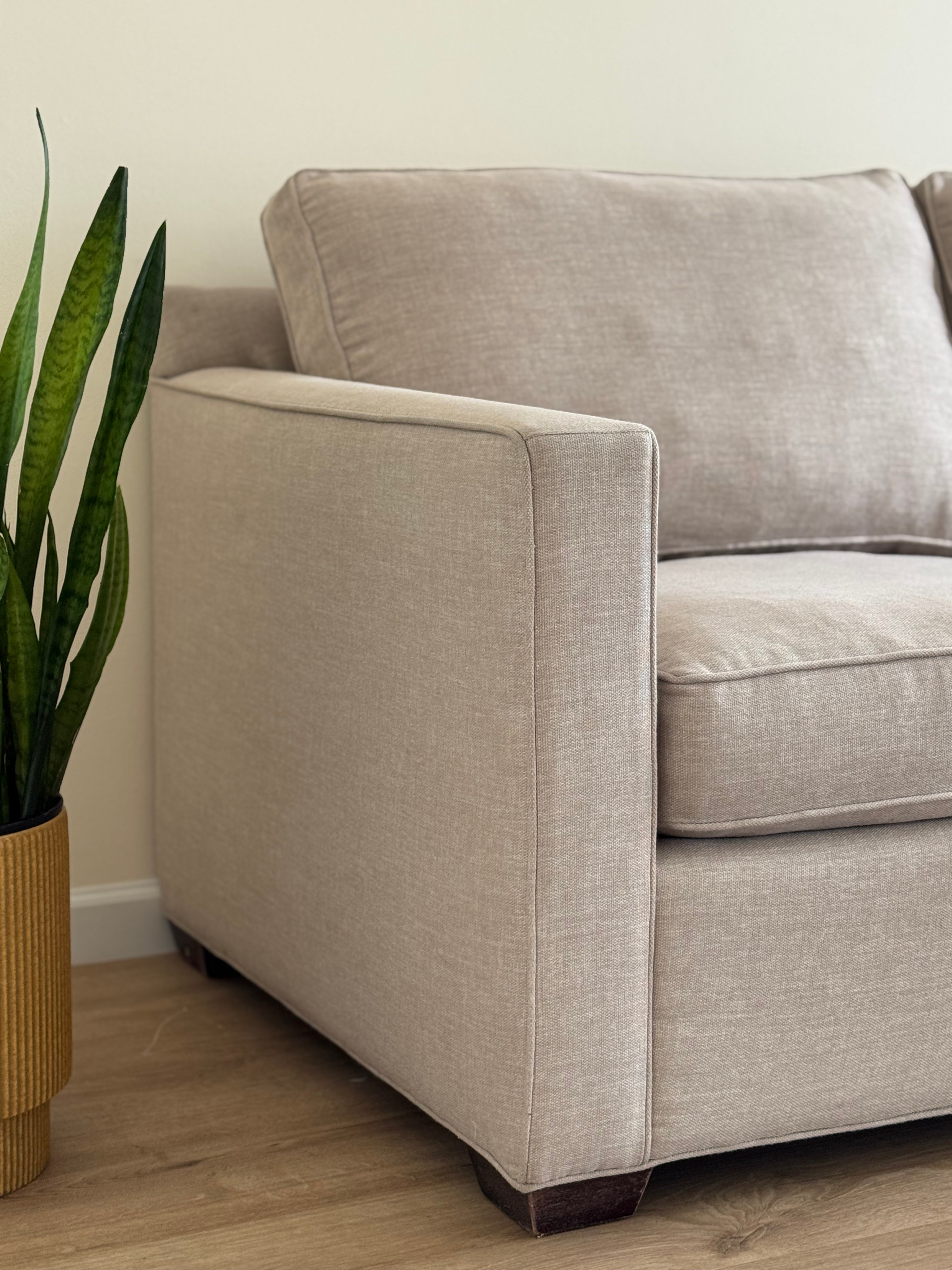 Crate & Barrel Beige Sectional Sofa w/ Chaise - photo 4