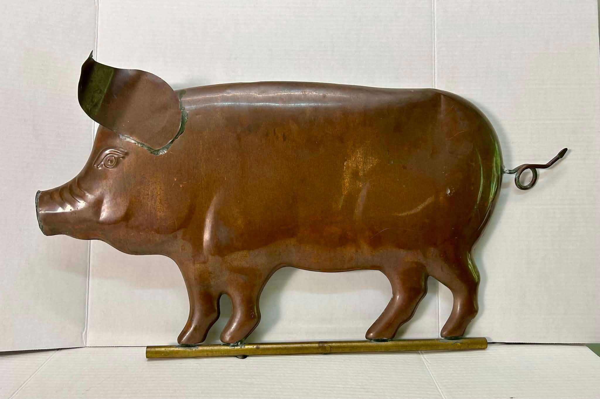 Vintage Copper Pig Weather Vane Topper - photo 3