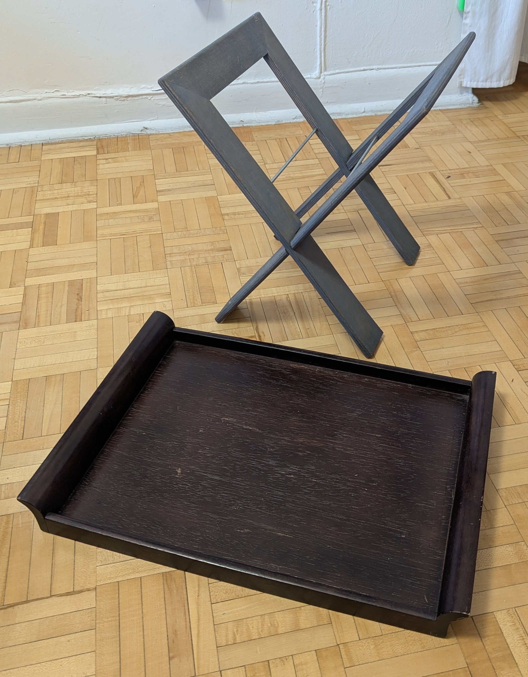 Vintage Bamboo Wood Tray Table With Stand Portable Folding TV - photo 2