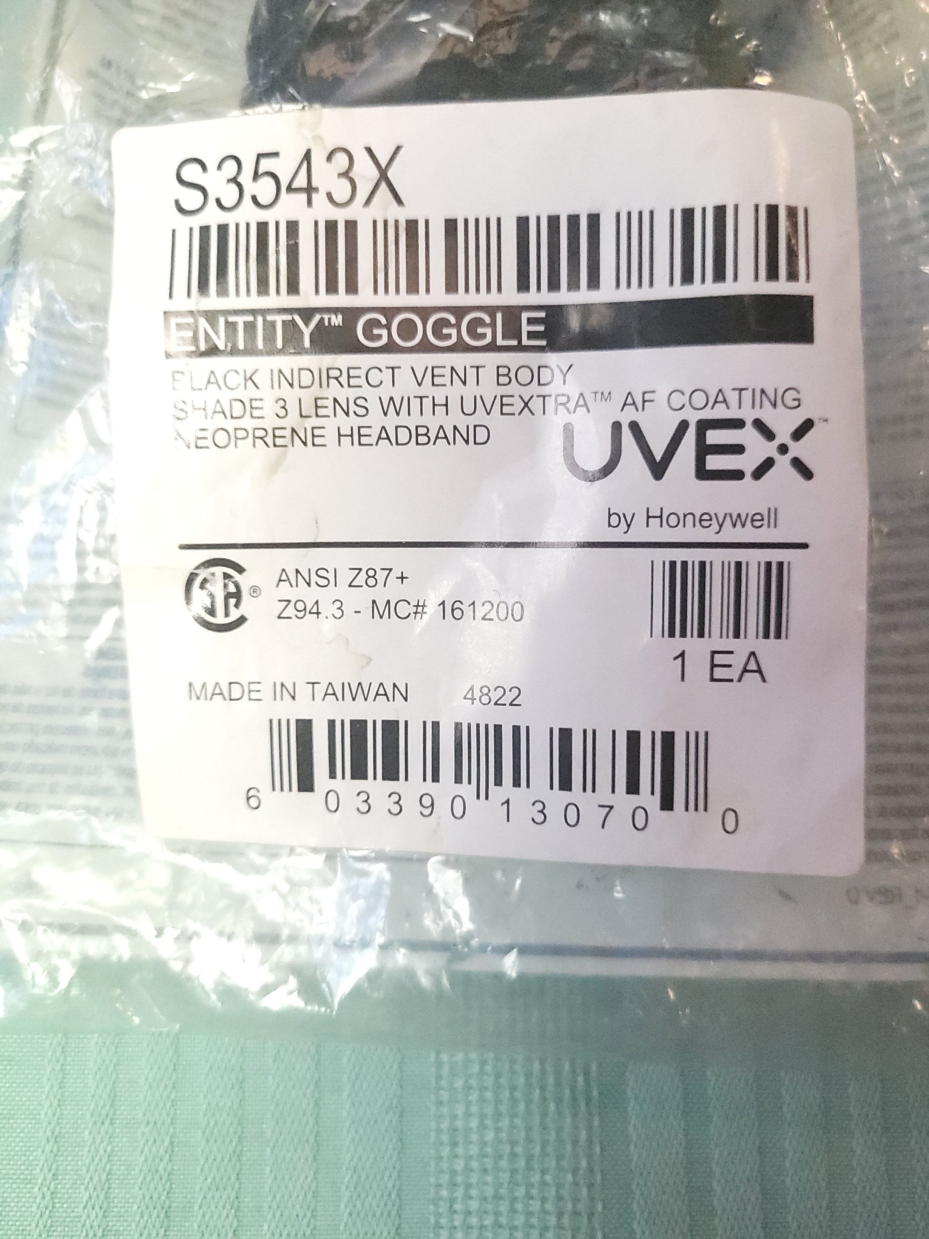 NIP UVEX Honeywell Entity S3543X Safety Goggles Shade 3 Lens - photo 2