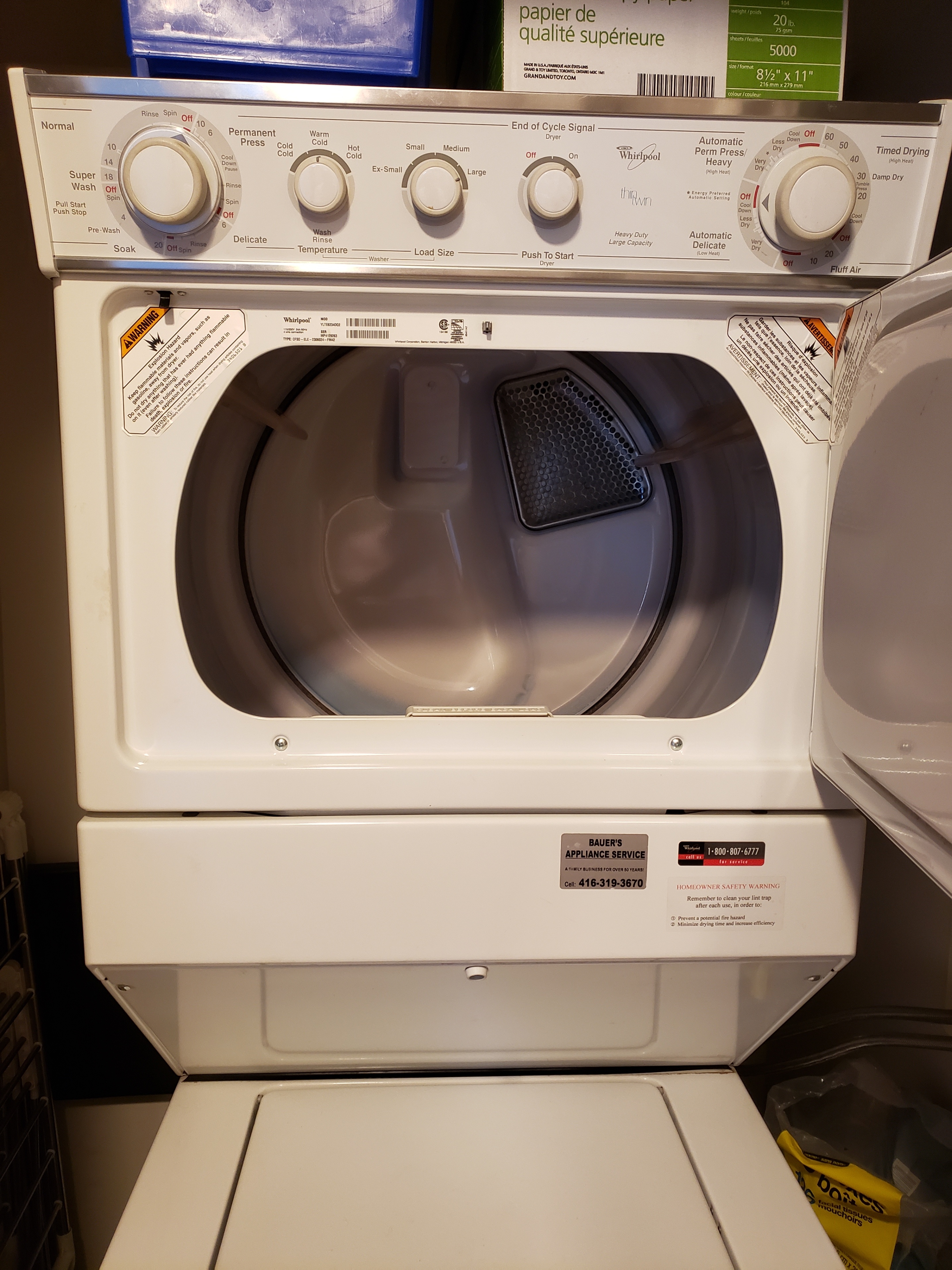 WHIRLPOOL STACKABLE WASHER AND DRYER COMBO - photo 3