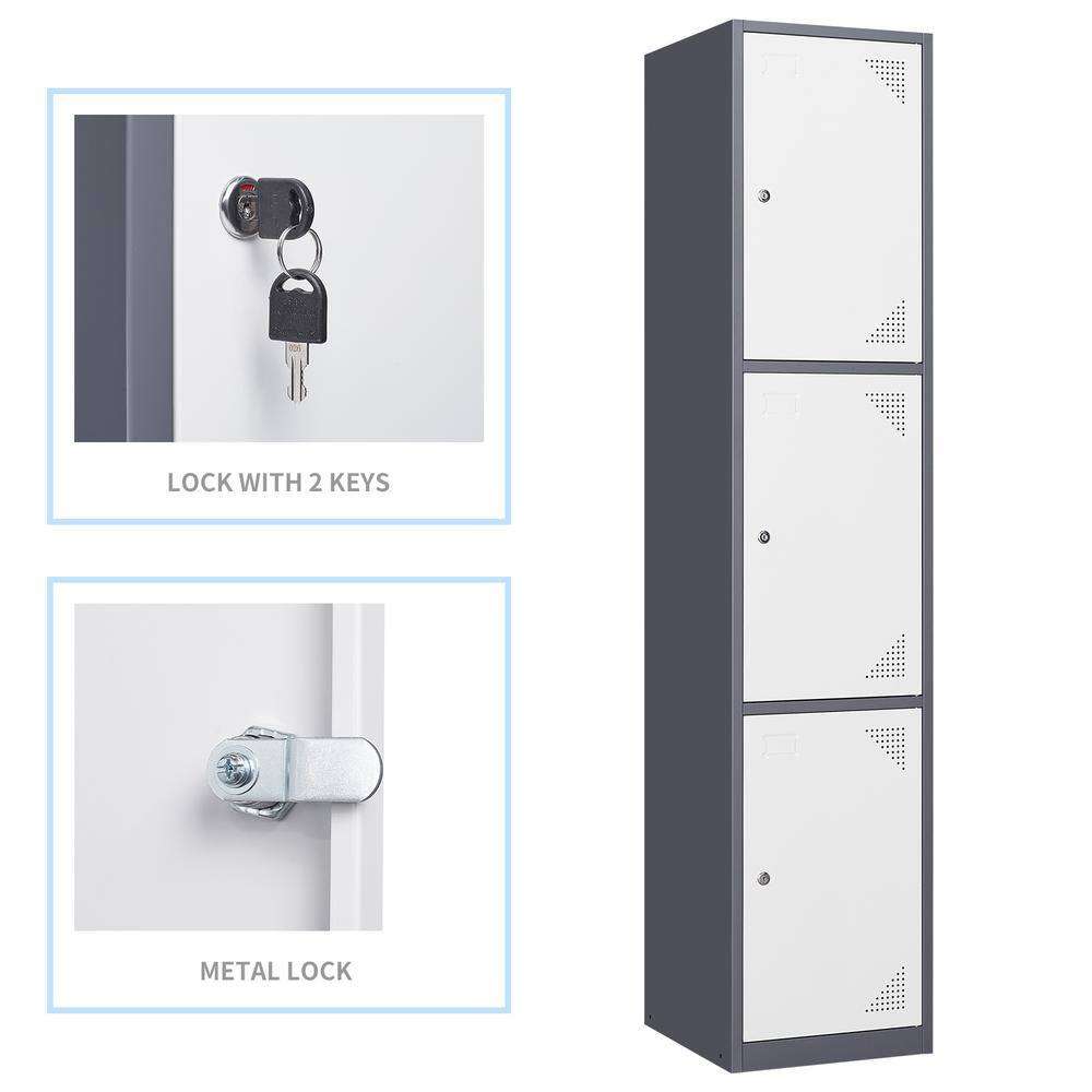 3-door 71" Metal Lockers (Grey & White) - New in box - photo 2