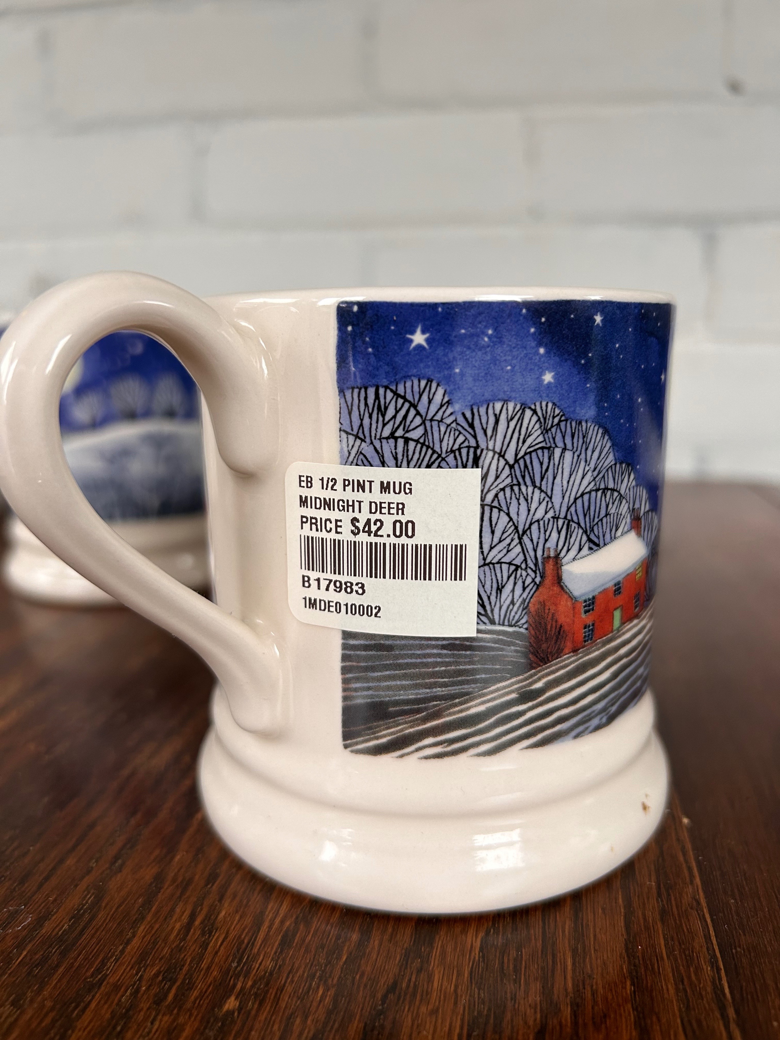 Set 3x Emma Bridgewater "Winter Animals at Night" 1/2 Pint Mug - photo 4