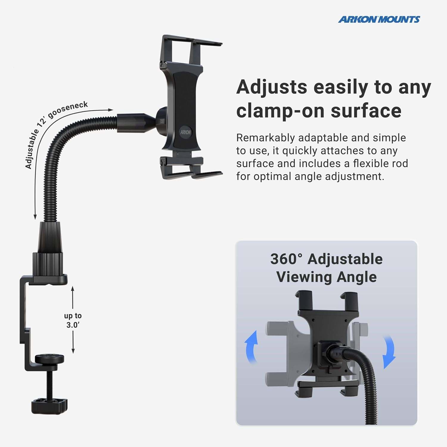 Arkon TAB086-12 Heavy Duty Tablet Clamp Mount - photo 5