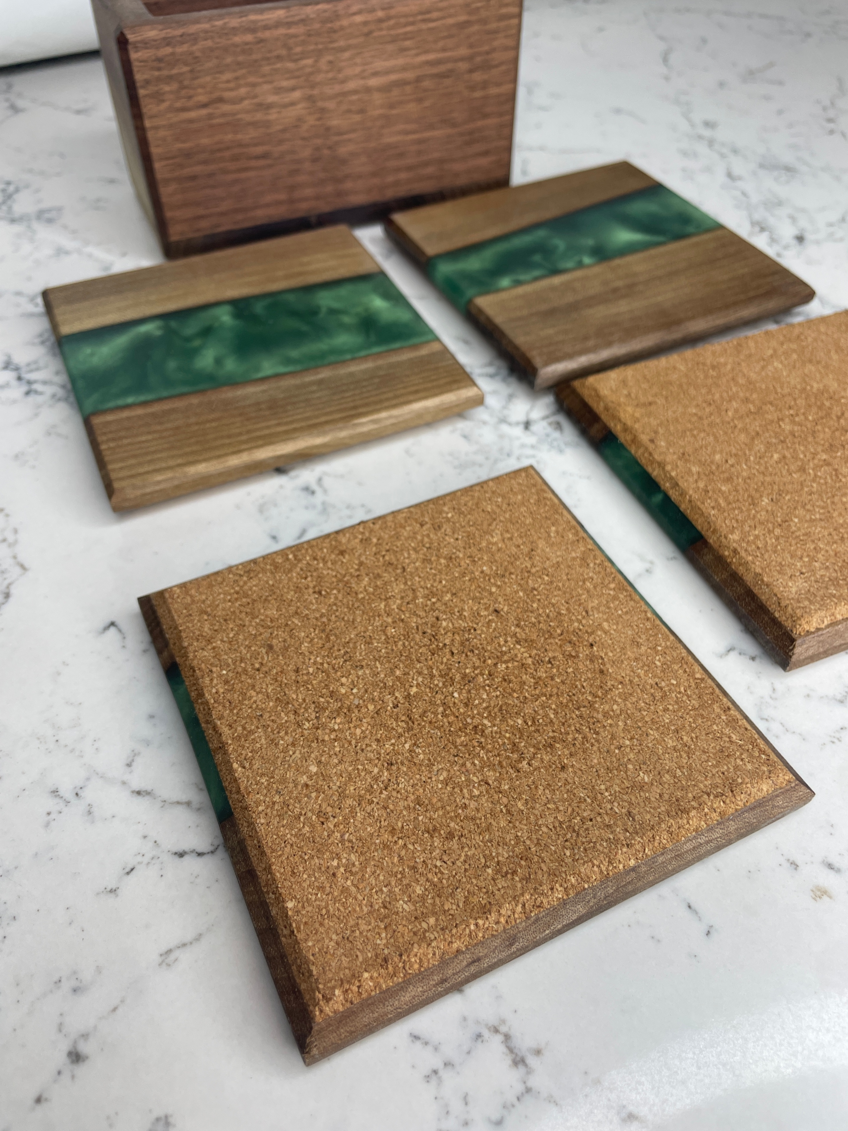Square Black Walnut Epoxy Wooden Coasters - photo 3