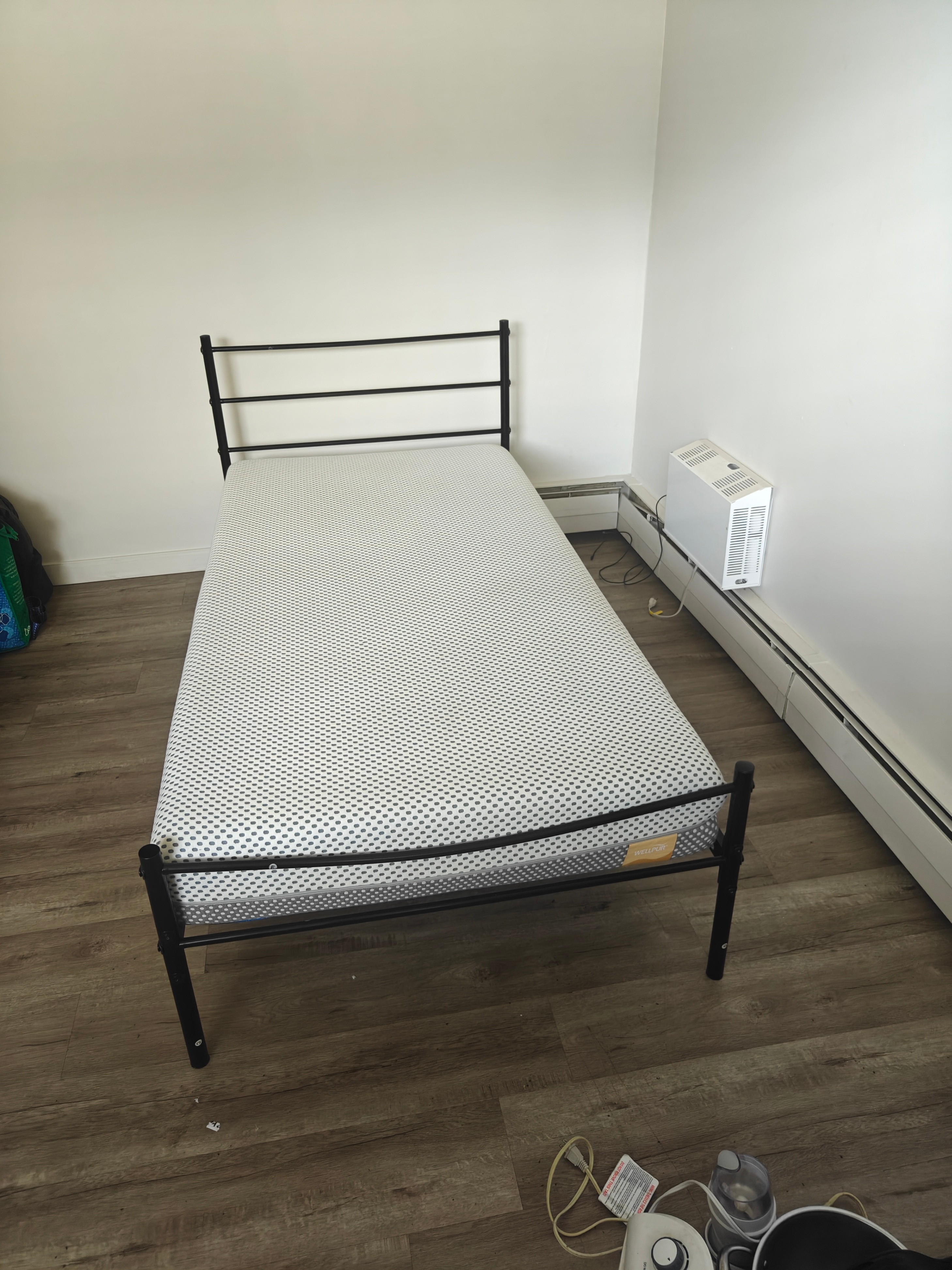 Bed Frame Black Metal Twin Size with Memory Foam Mattress