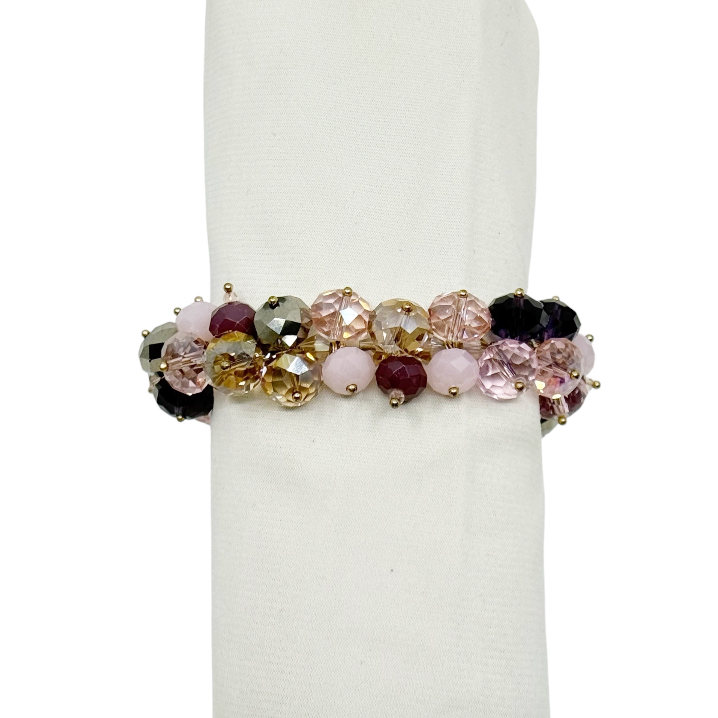 Gold Tone glass bead stretch bangle bracelet - GM3016 - photo 2
