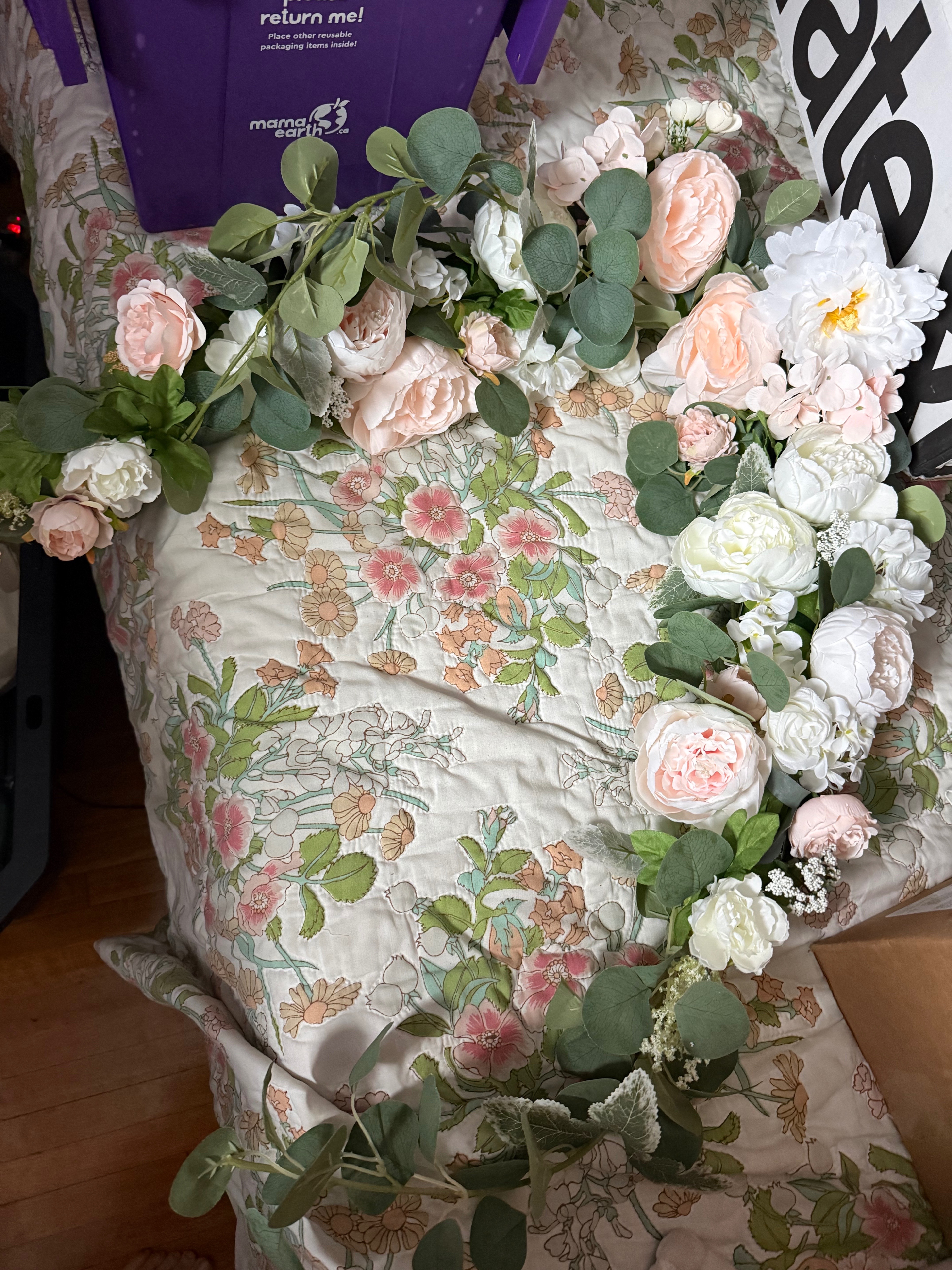 Artificial Flower Garland with Peonies and Eucalyptus - photo 2