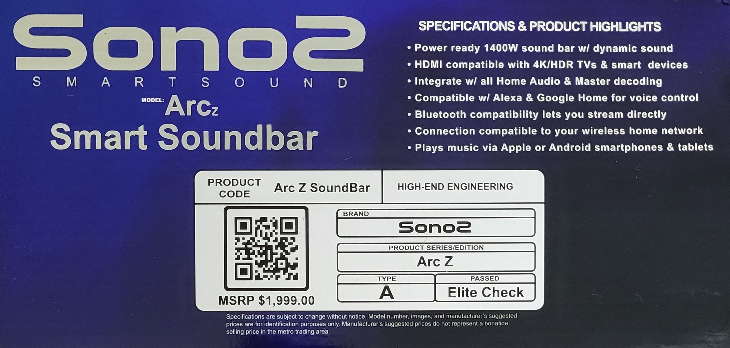 SonoZ Smart Sound Bar ArcZ $150 - photo 2