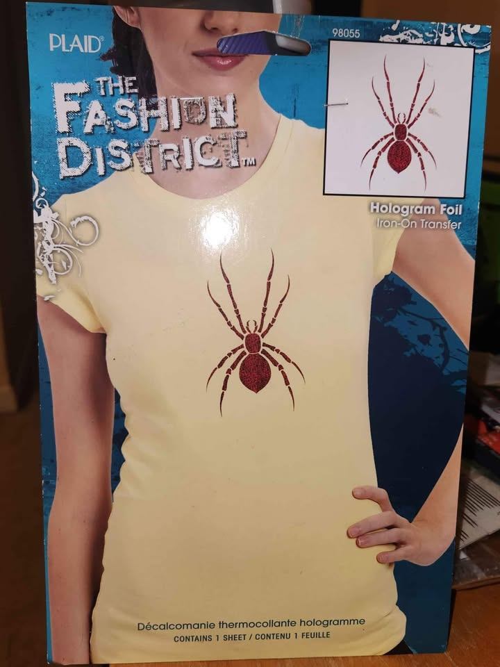 PLAID Red Hologram Foil Spider Iron On Transfer