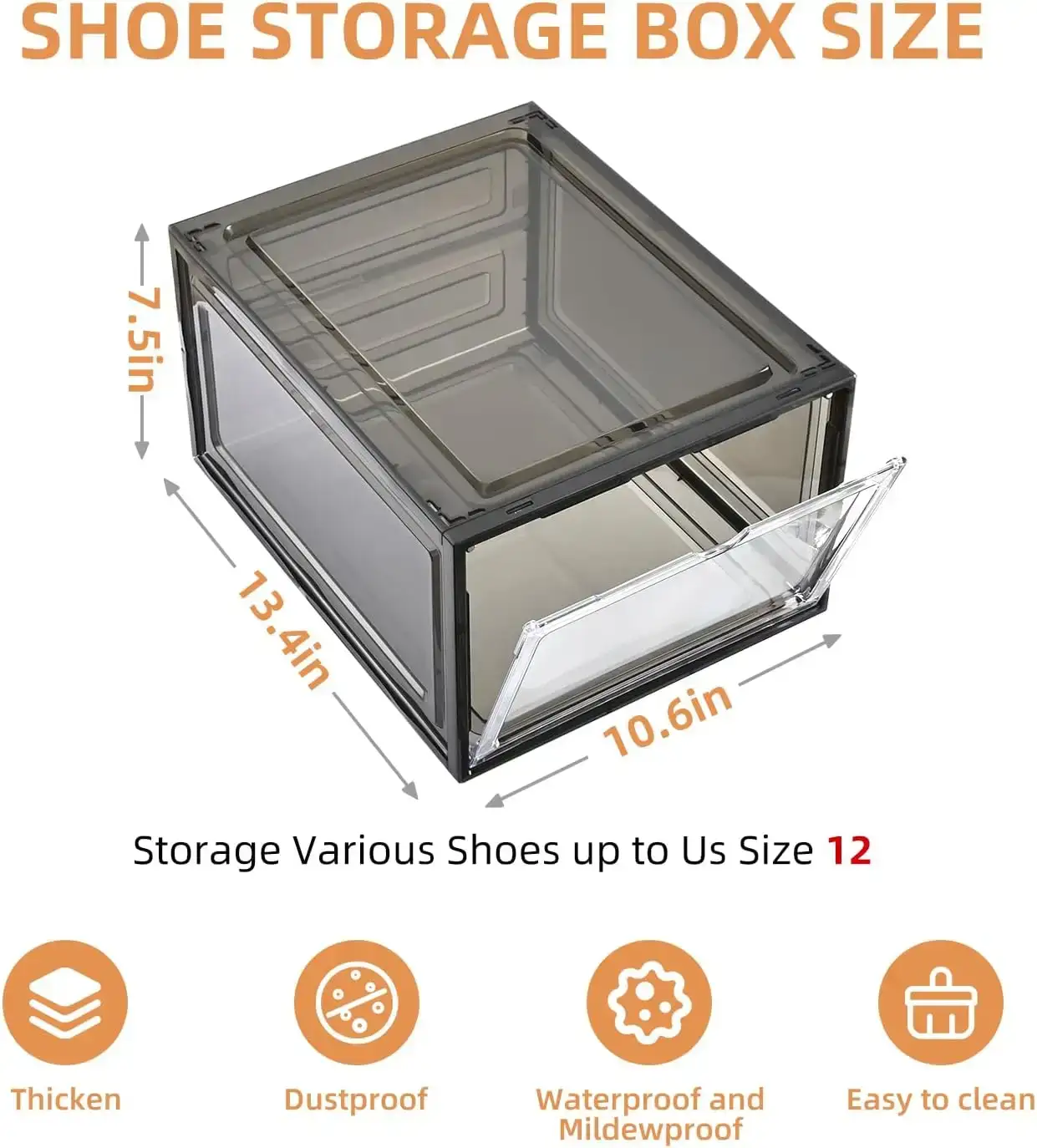 Large Clear Plastic Stackable Shoe Boxes Magnetic Doors - 12box - photo 4
