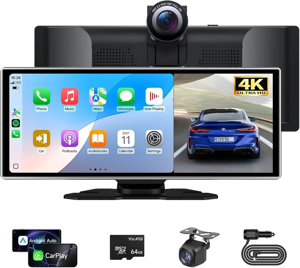 Wireless Portable Carplay Screen for Car, 11.26 inch