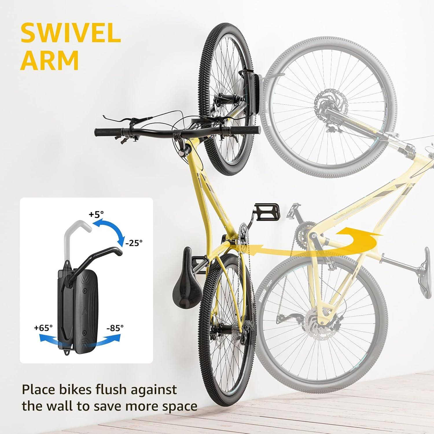 monTek swivel space saving wall bike rack - photo 3