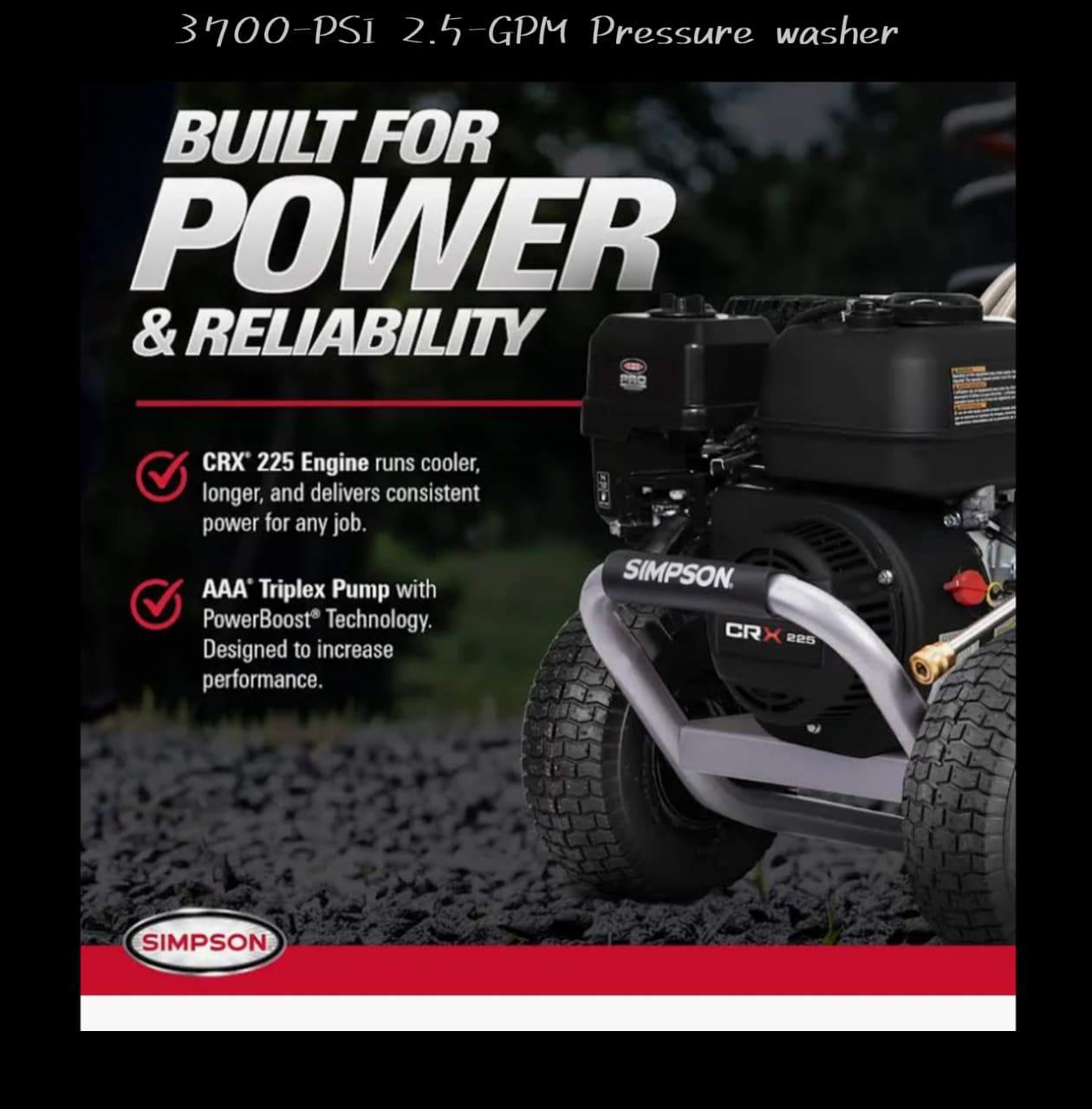 3700 PSI 2.5 GPM Pressure Washer - photo 3