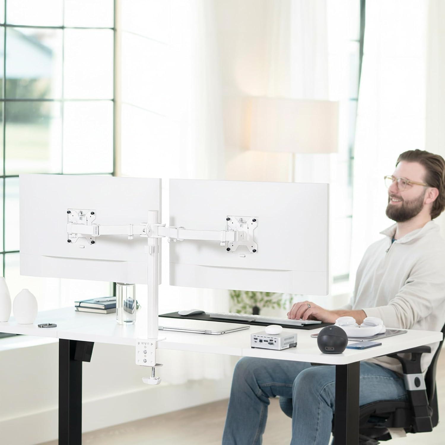 New VIVO White Dual 13 to 27 inch Monitor Desk Mount Stand - photo 2