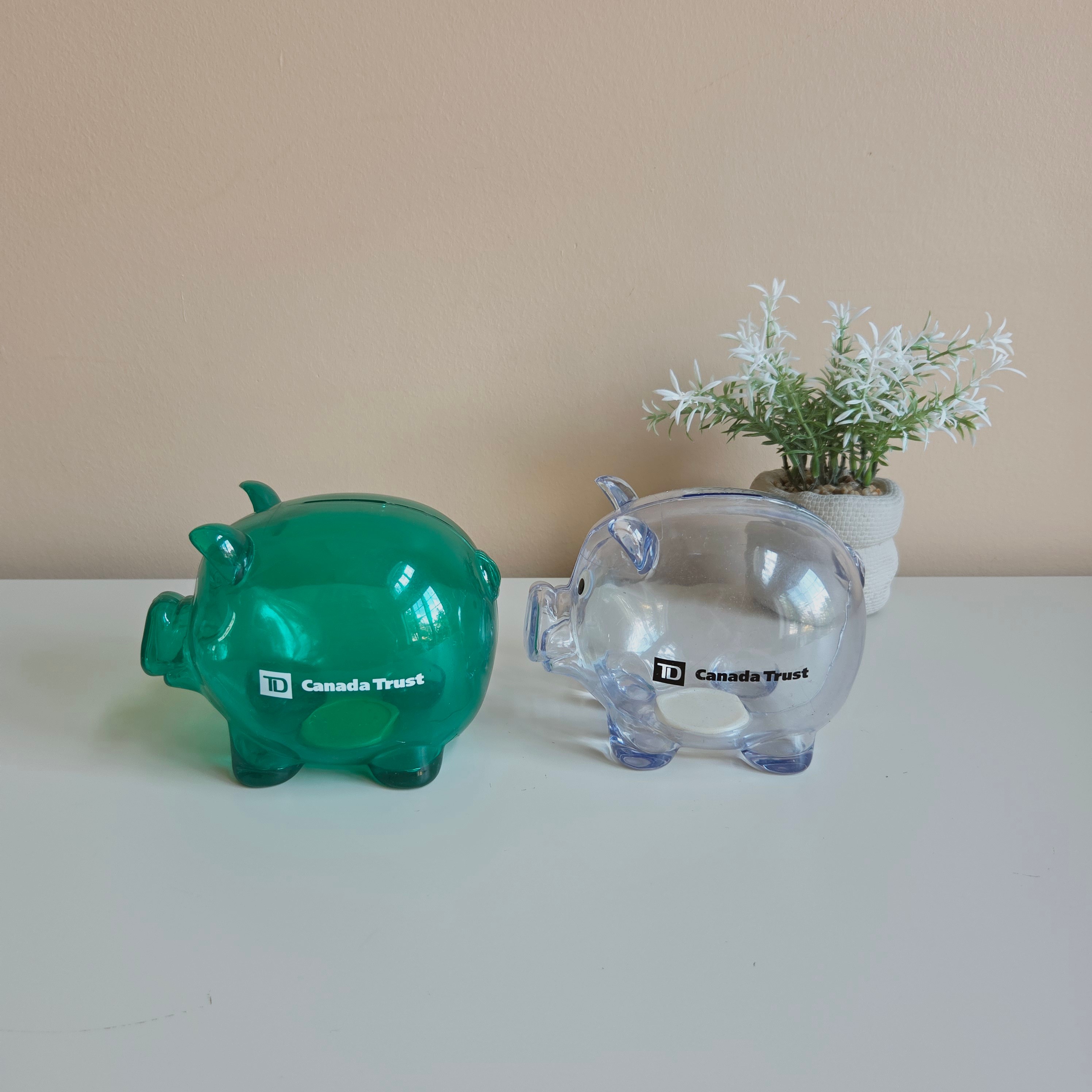 TD - Green & White Transparent Piggy Banks - Pre-Loved! 🐷 - photo 4