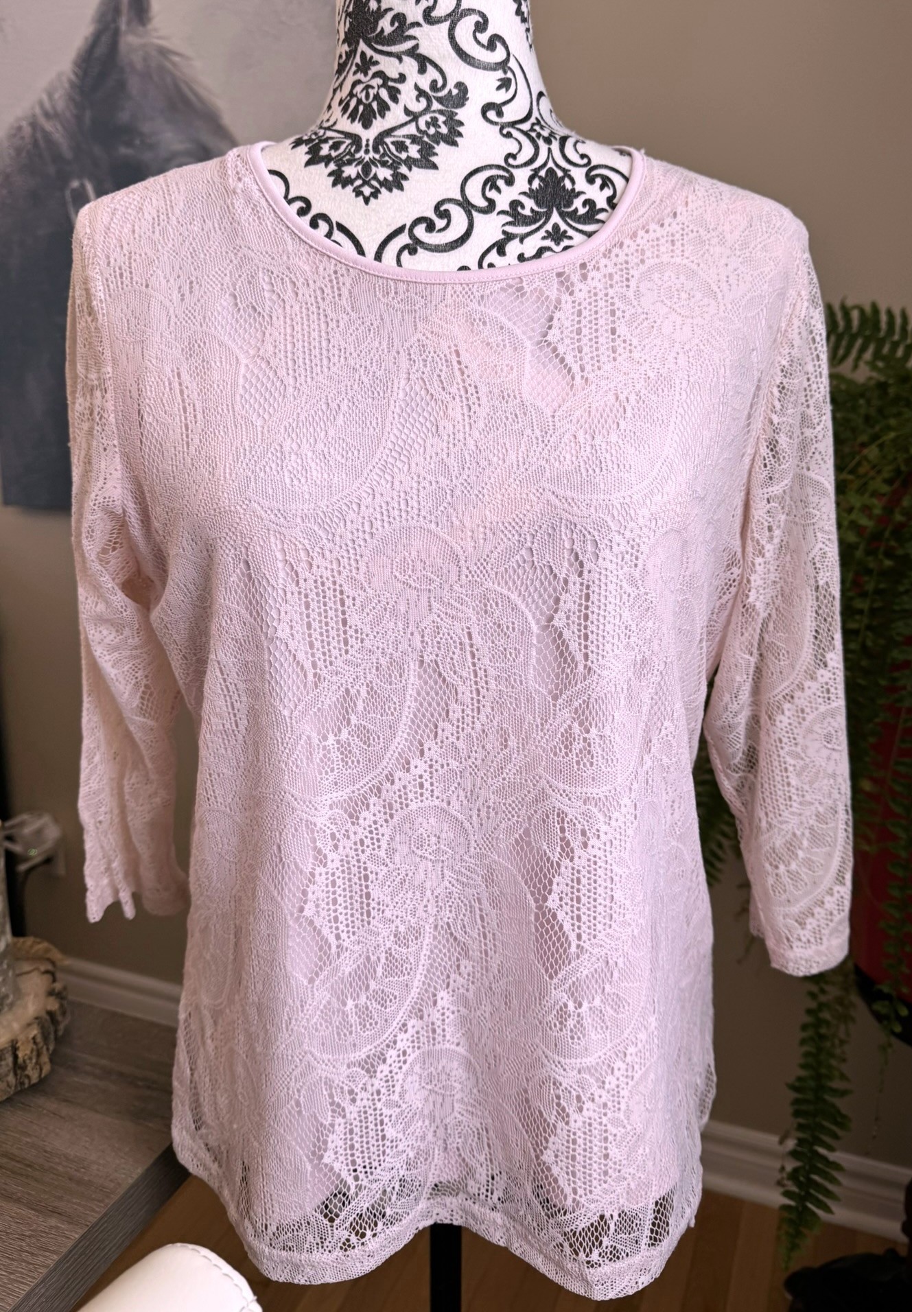 🤠 Pink Floral Lace Shirt / • Blouse en dentelle à fleurs rose