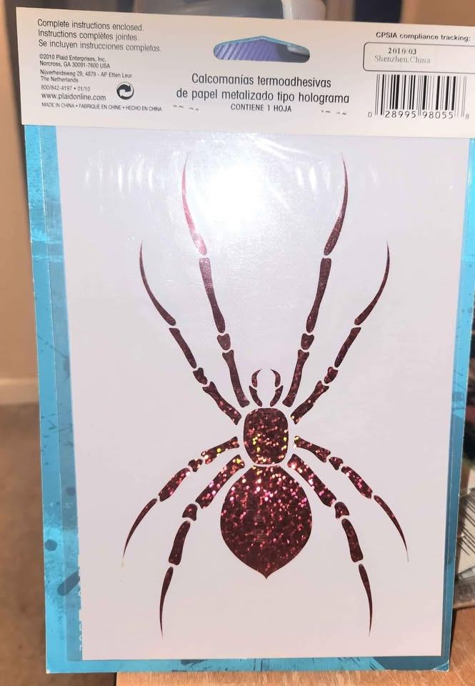 PLAID Red Hologram Foil Spider Iron On Transfer - photo 2