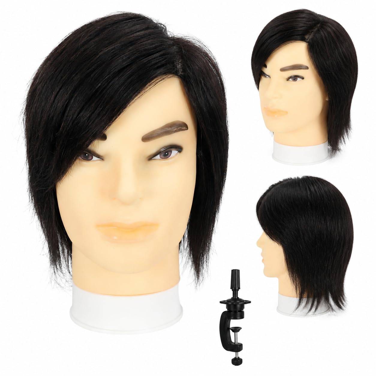 NEW~ 12" Human Hair Mannequin Head with Stand