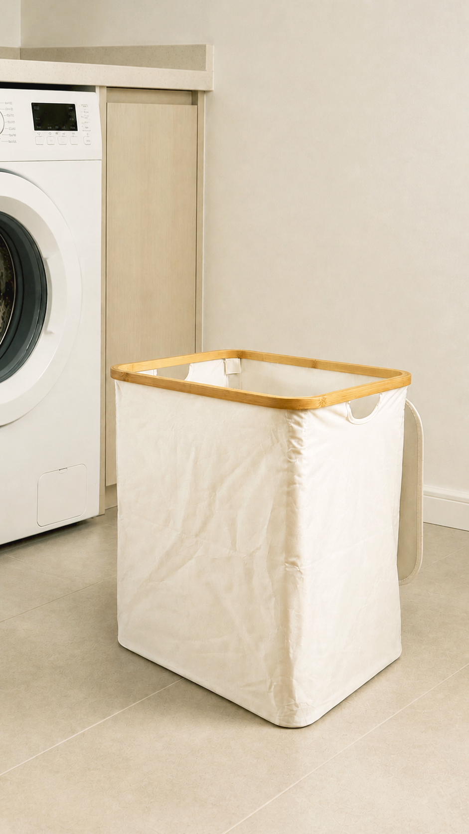 Moving Sale – Foldable Laundry Hamper with Lid & Bamboo Frame
